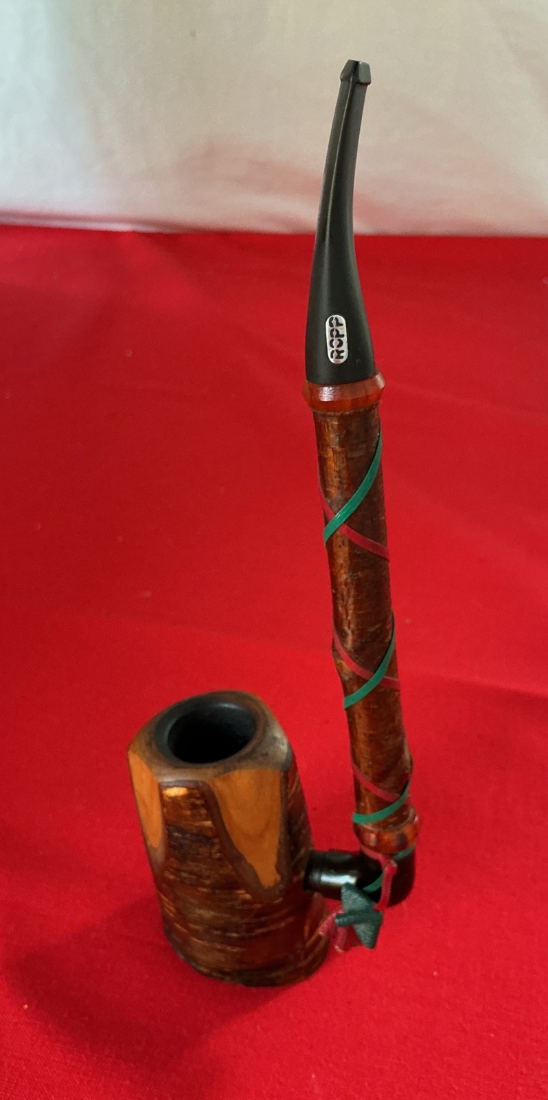 VINTAGE ROPP ALPINE TOBACCO PIPE, CHERRY WOOD RAW BOWL STAMPED ,8” VINTAGE ROPP ALPINE TOBACCO PIPE, CHERRY WOOD RAW BOWL STAMPED ,8”