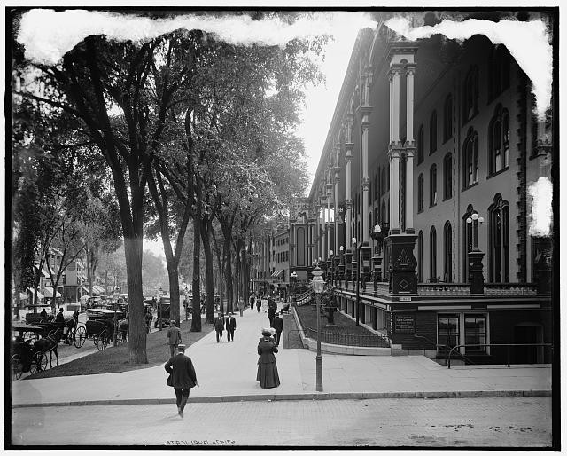 Photo:Saratoga Springs NY 1900s United States Hotel Veranda Street Scene