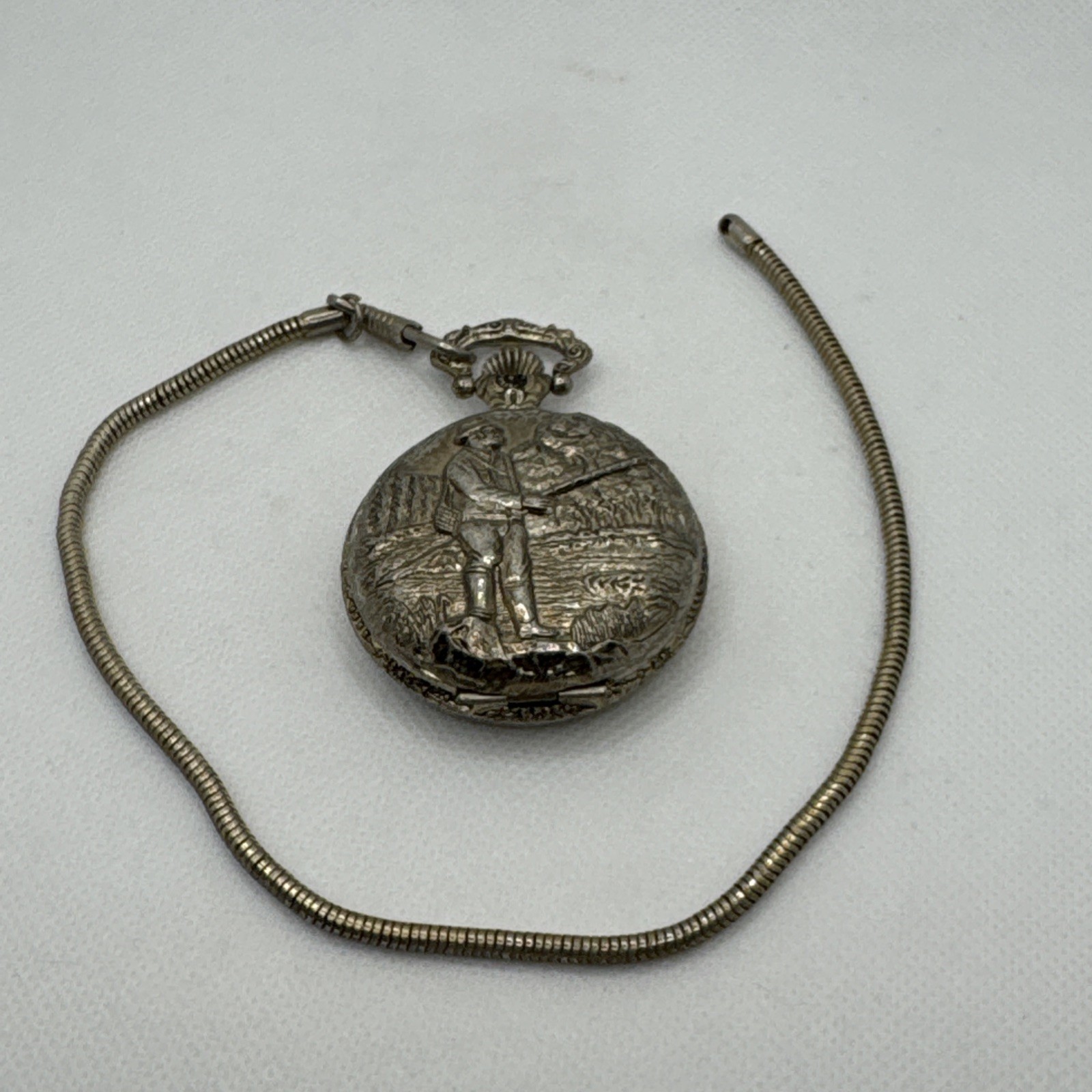 Vintage Majestime Antimagnetic Mechanical Wind Up Pocket Watch Fisherman