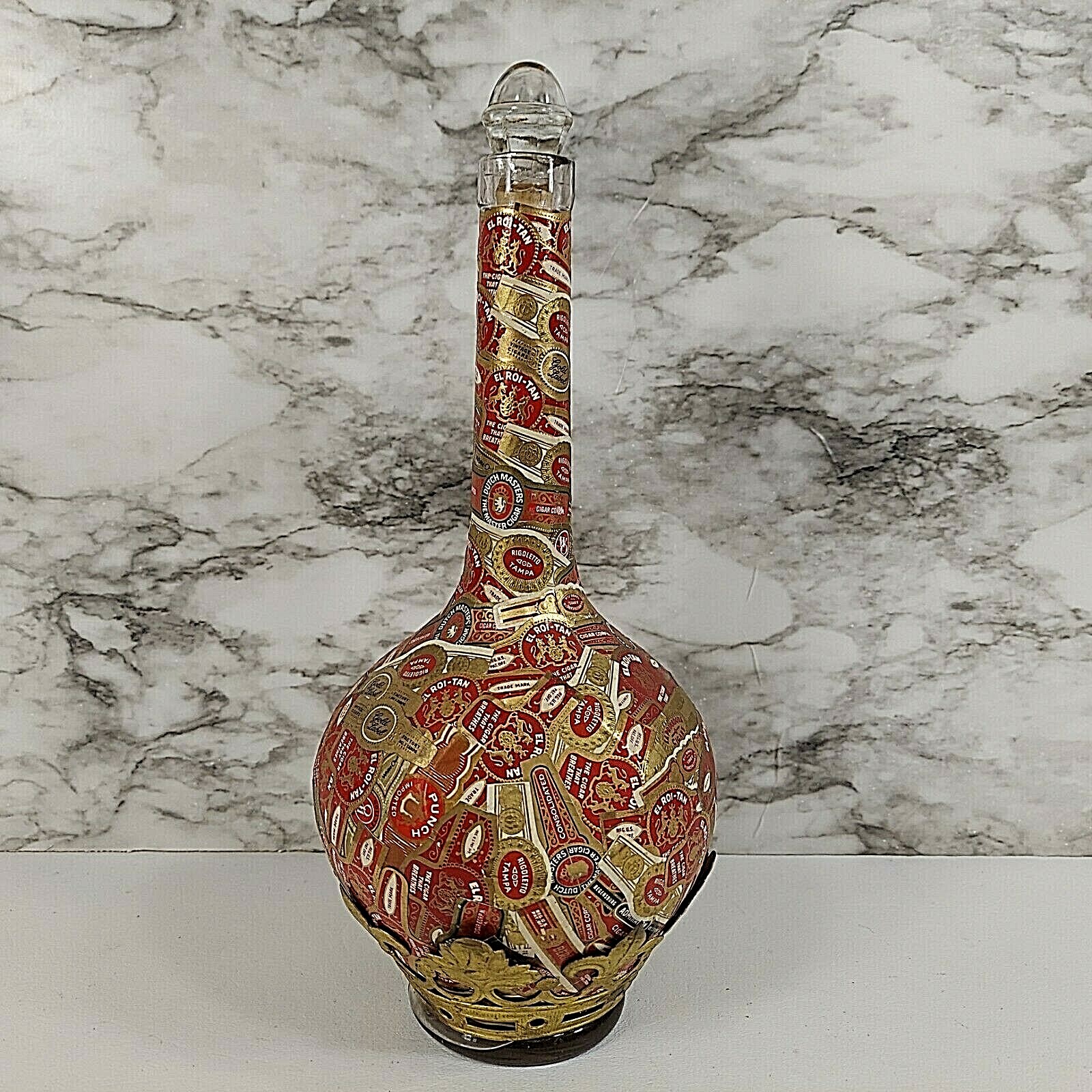Cigar Label Memory Bottle Tramp Folk Art French Chastenet Freres Bottle Antique