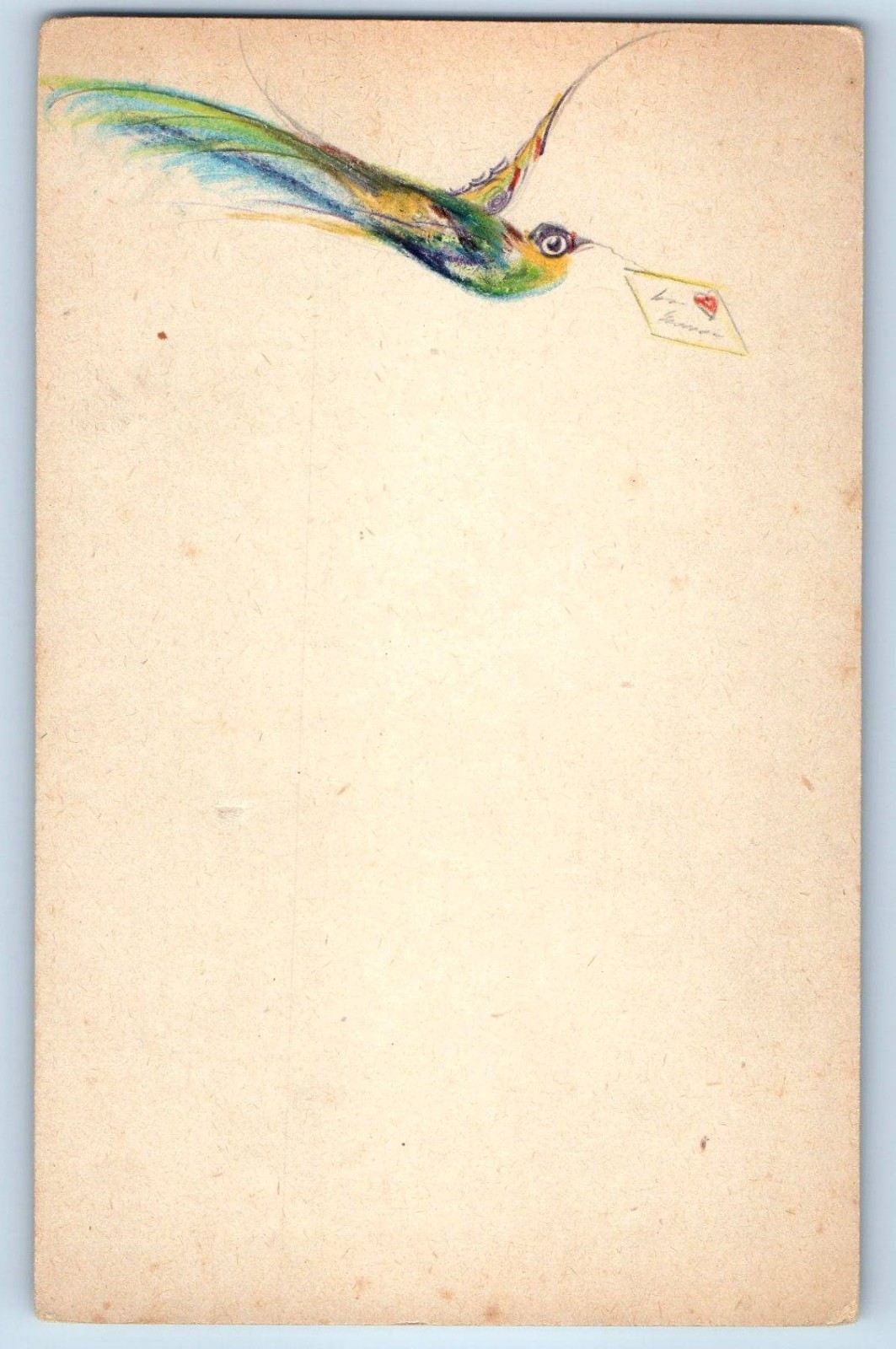 c1910's Bird Paradise With Letter Heart Hand Drawn Art Animals Antique Postcard c1910's Bird Paradise With Letter Heart Hand Drawn Art Animals Antique Postcard