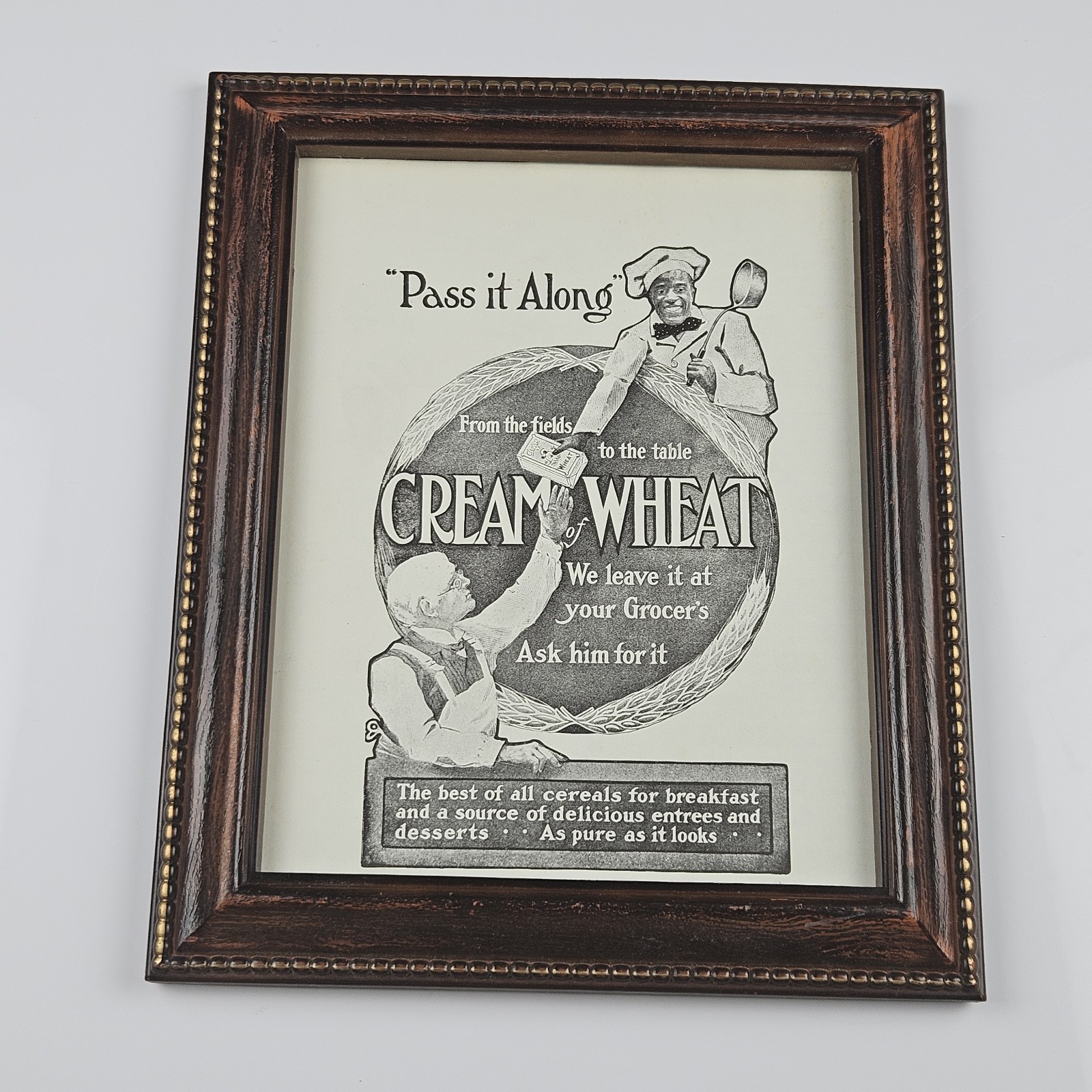 Vintage Style Cream of Wheat Framed Advertising Print Kitchen Wall Decor 10x12