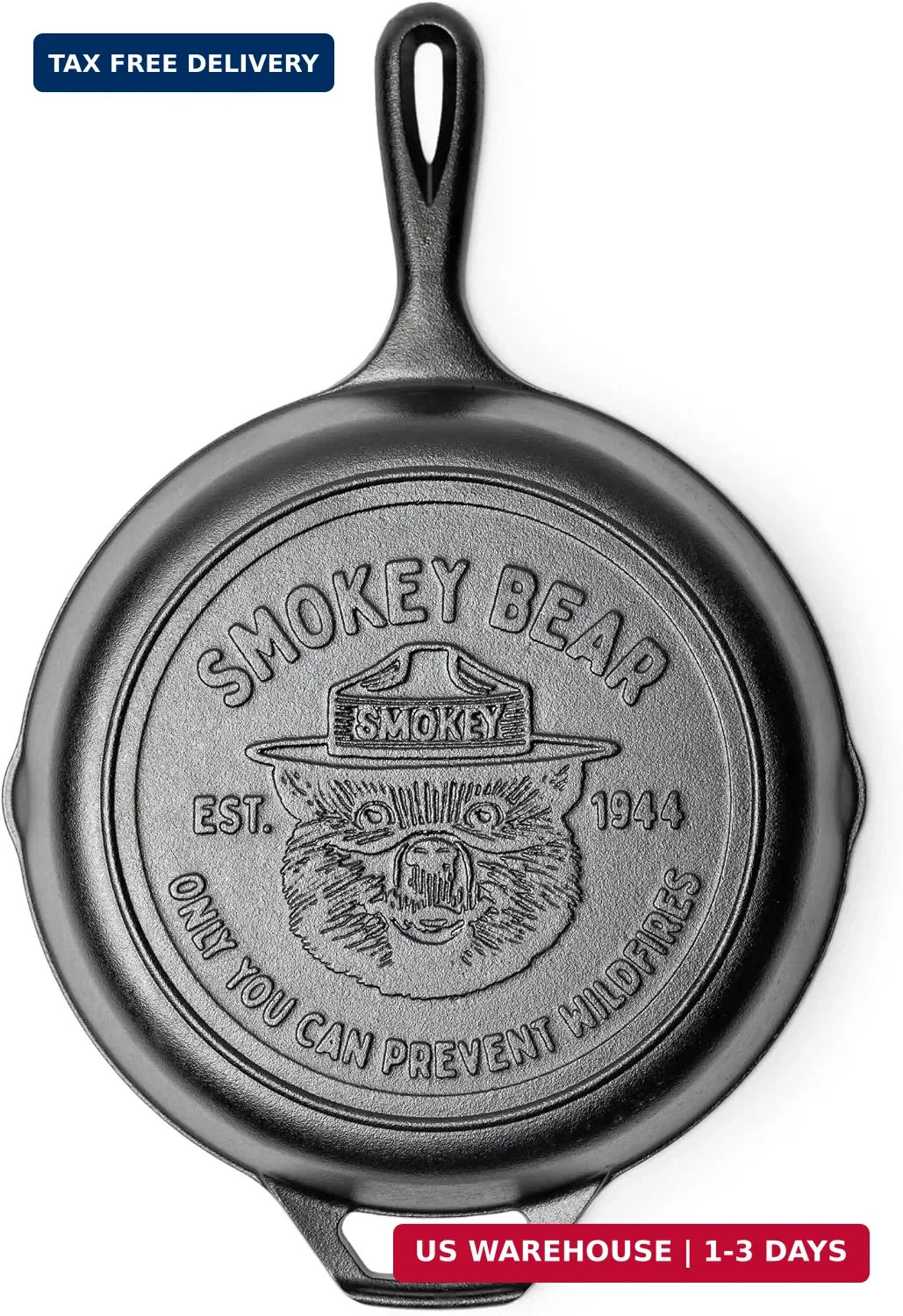 Lodge Pre-Seasoned Cast Iron Skillet, Smokey Bear, 10.25 Inches Lodge Pre-Seasoned Cast Iron Skillet, Smokey Bear, 10.25 Inches