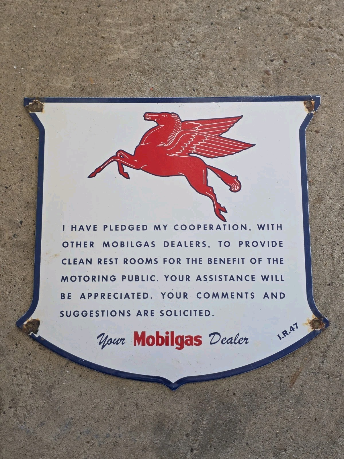 VINTAGE MOBILGAS W/PEGASUS RESTROOM PLEDGE PORCELAIN SIGN GAS STATION 12 VINTAGE MOBILGAS W/PEGASUS RESTROOM PLEDGE PORCELAIN SIGN GAS STATION 12