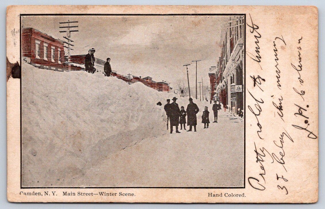 Antique New York Postcard CAMDEN Main Street Winter Snow 1907 Antique New York Postcard CAMDEN Main Street Winter Snow 1907
