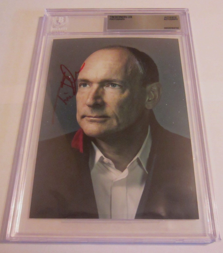 Tim Berners-Lee signed autographed 5x7 photo BAS Beckett World Wide Web HTML URL