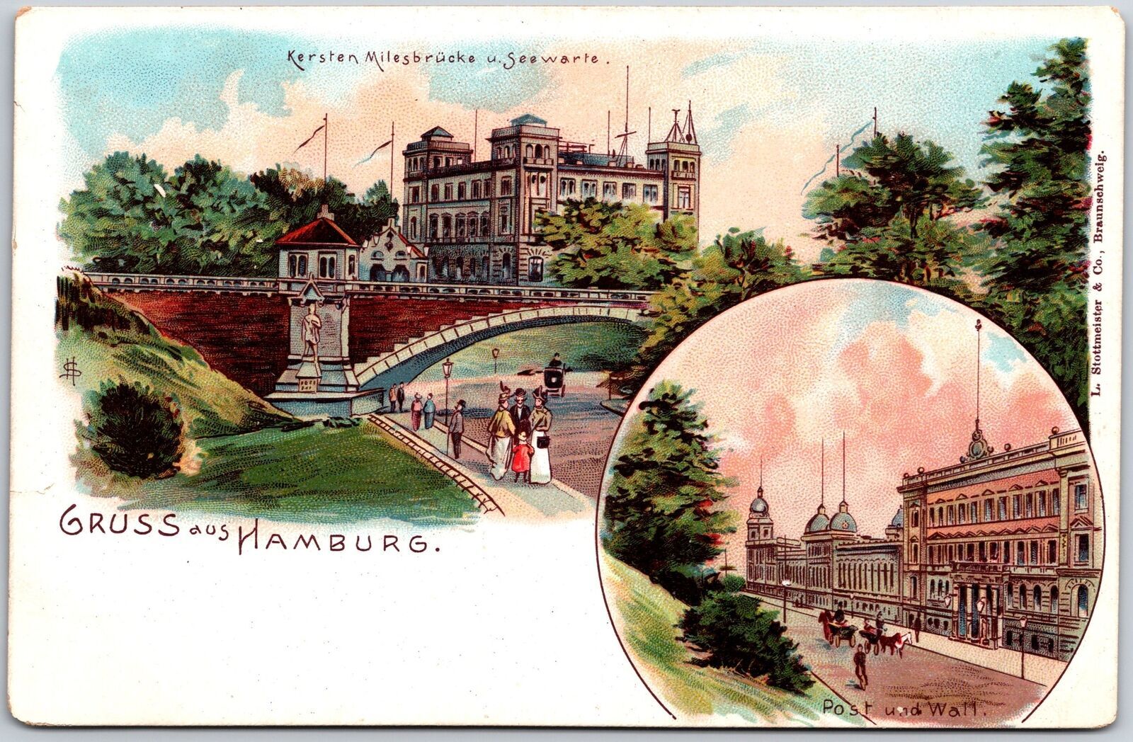 Gruss Aus Hamburg Germany Kersten Milesbrucke u Seewarte Post und Wall Postcard Gruss Aus Hamburg Germany Kersten Milesbrucke u Seewarte Post und Wall Postcard