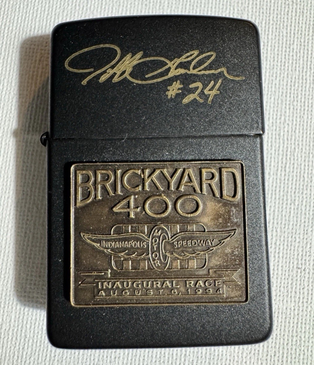 Jeff Gordon Brickyard 400 inaugural race Zippo Lighter Pre-owned Never Used Jeff Gordon Brickyard 400 inaugural race Zippo Lighter Pre-owned Never Used