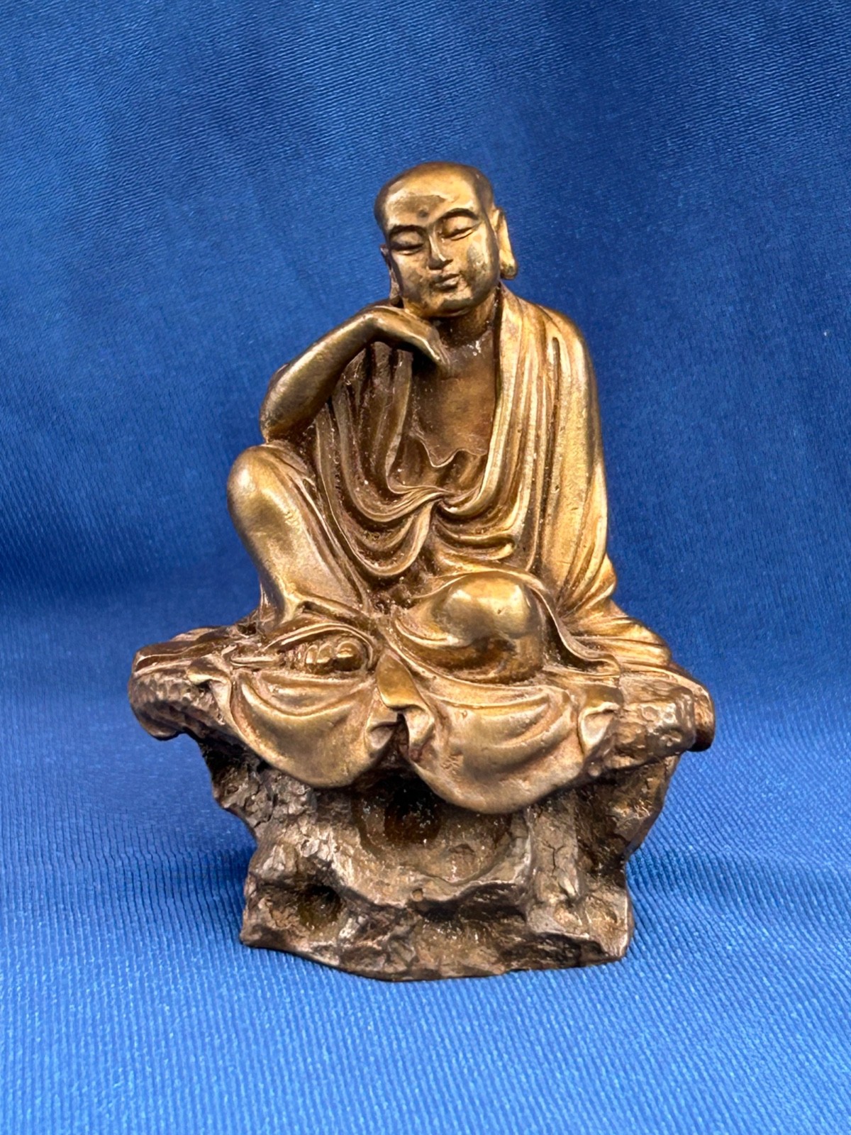 Old Thai Buddhist Monk Bronze Portrait Sculpture