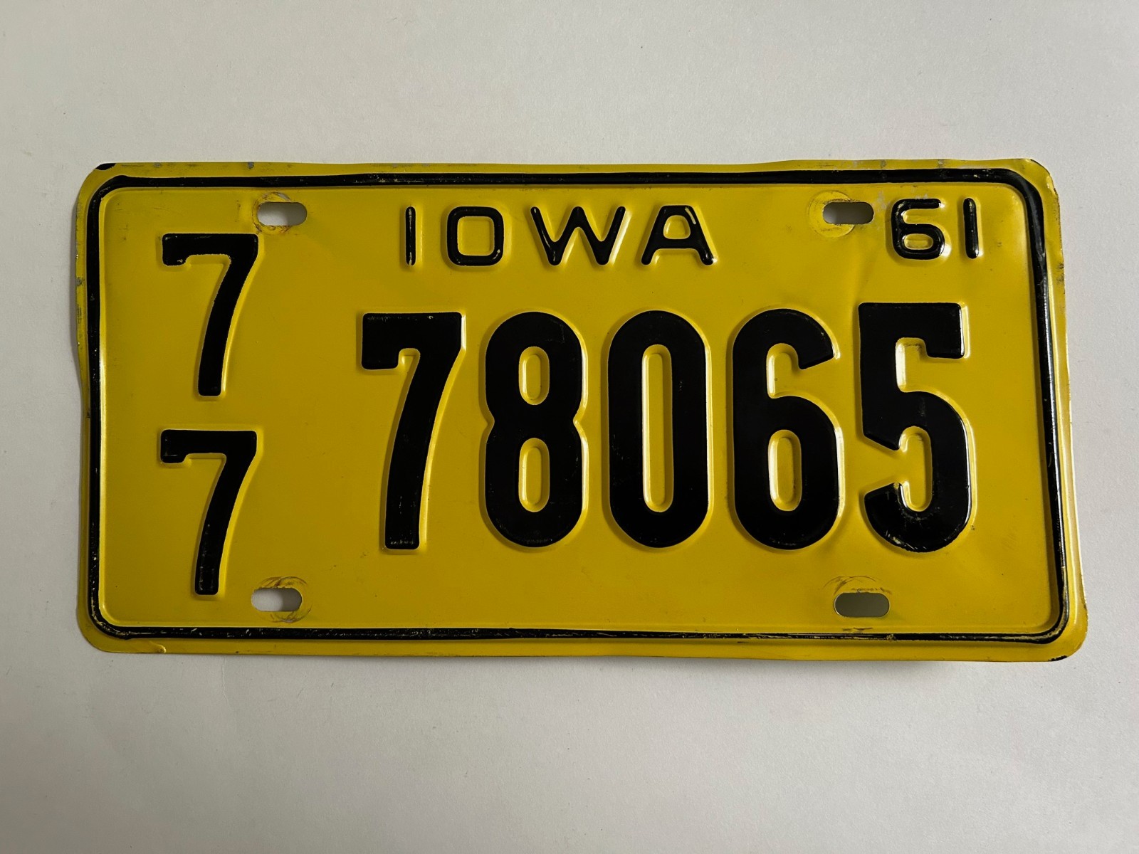 1961 Iowa License Plate County 77 Polk Nice Condition 1961 Iowa License Plate County 77 Polk Nice Condition