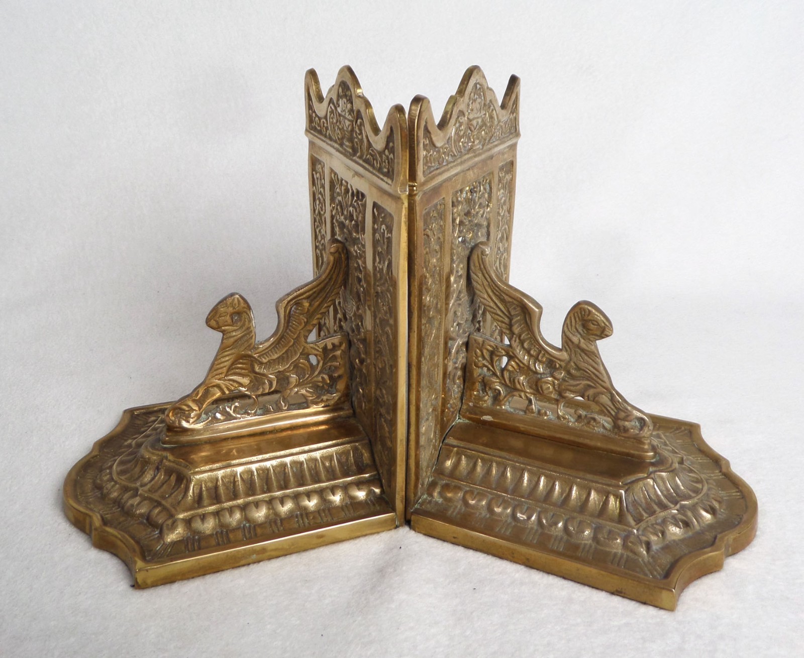 Vintage Gothic Griffin Brass Bookends Ornate Library Decor Winged Lion Mythical Vintage Gothic Griffin Brass Bookends Ornate Library Decor Winged Lion Mythical