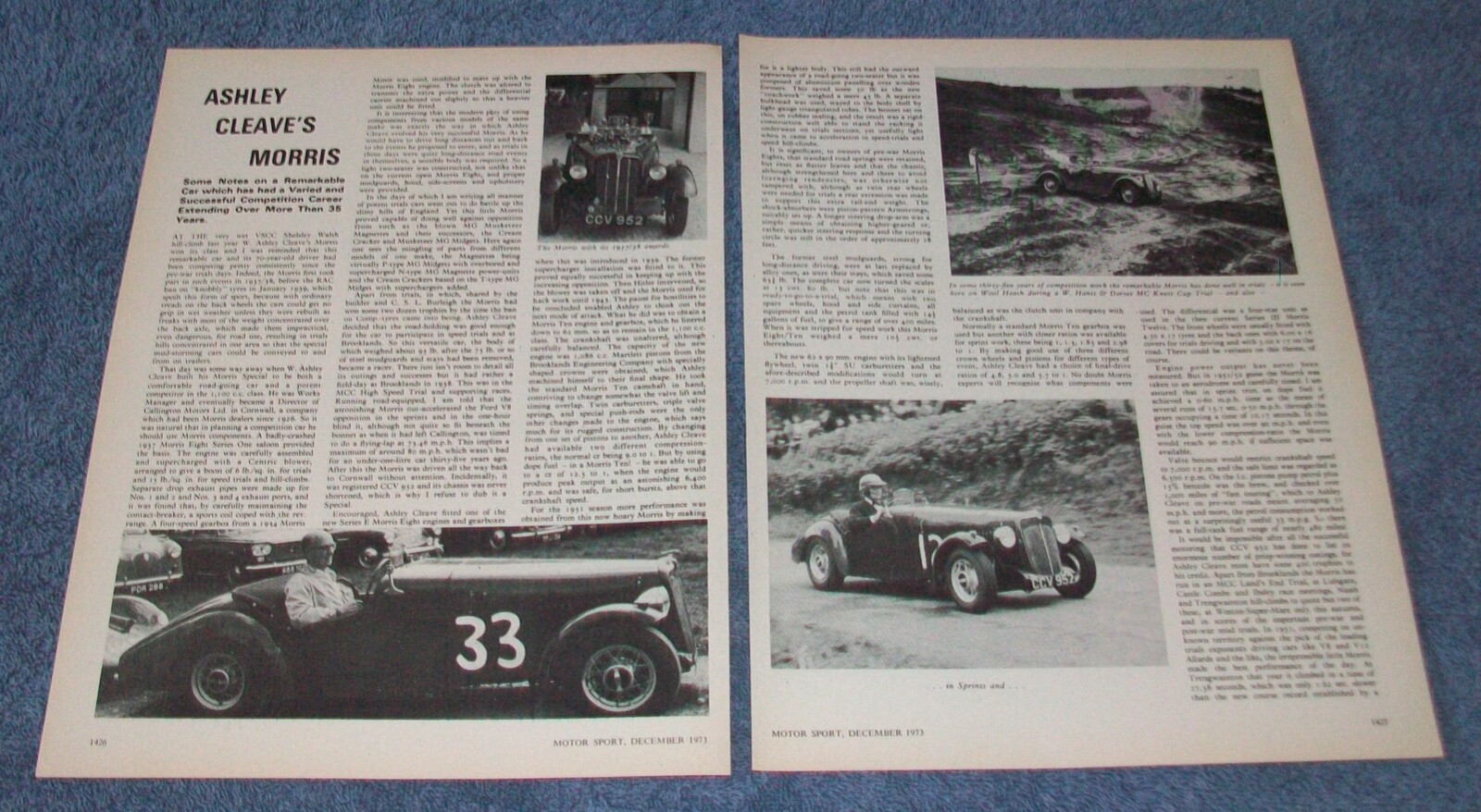 Ashley Cleave\'s 1937 Morris Eight Series 1 Saloon Vintage Race Car Info Article