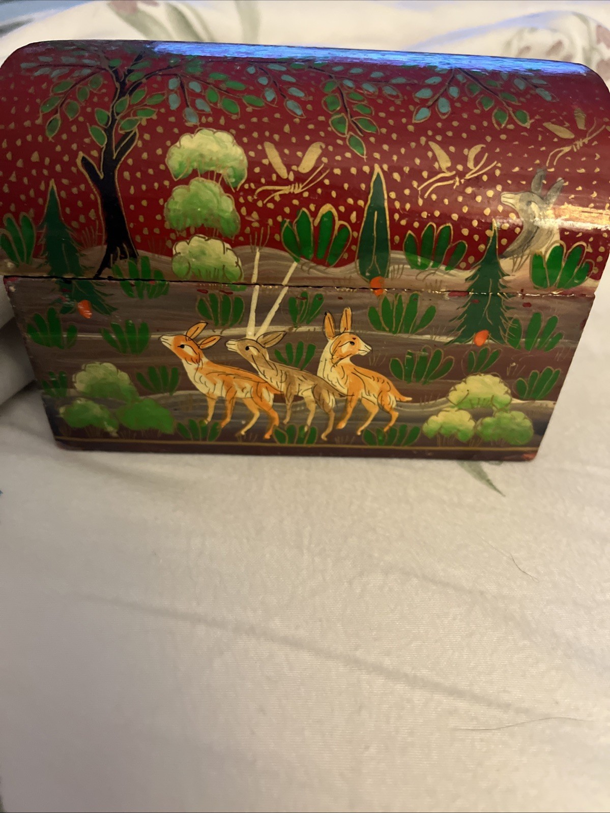 Handmade Wooden Jewelry Trinket Box Vintage, Made in India