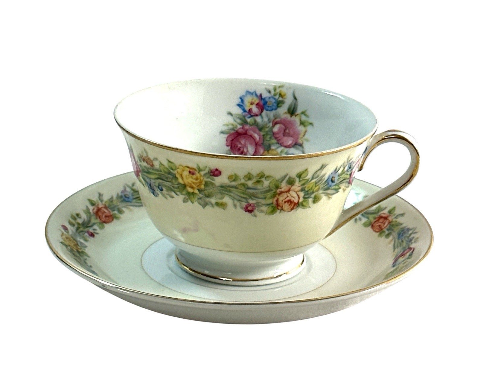 Vintage Aladdin Stafford Teacup & Saucer Floral Occupied Japan 1945–1952 Vintage Aladdin Stafford Teacup & Saucer Floral Occupied Japan 1945–1952
