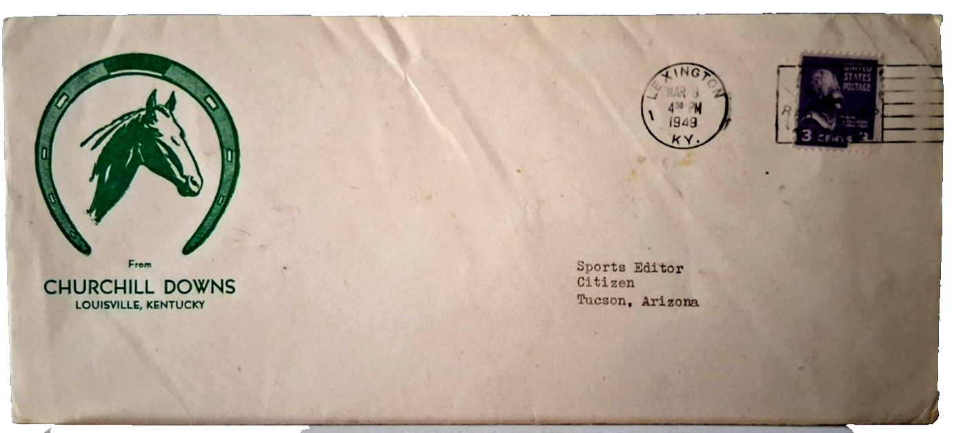 Churchill Downs 1949 Kentucky Derby Publicity Letter with Original Envelope