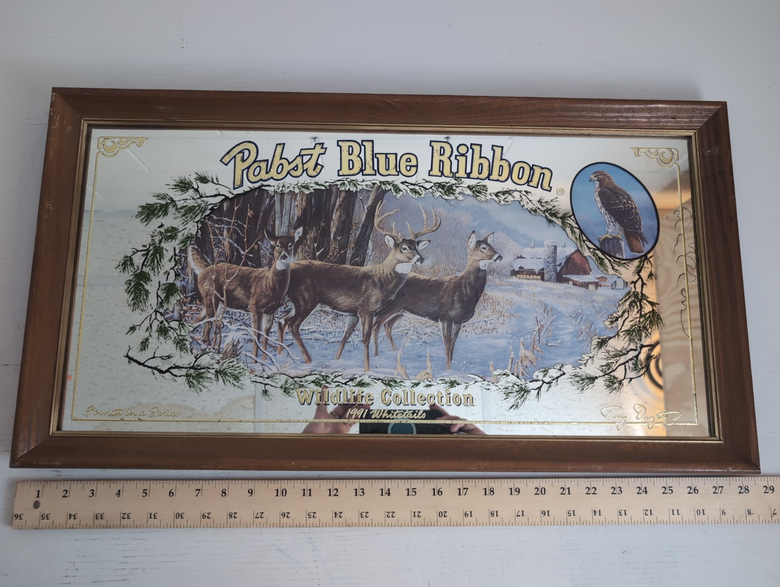 Rare 1991 Wildlife Collection Pabst Blue Ribbon WHITETAILS Deer Mirror 28.25\