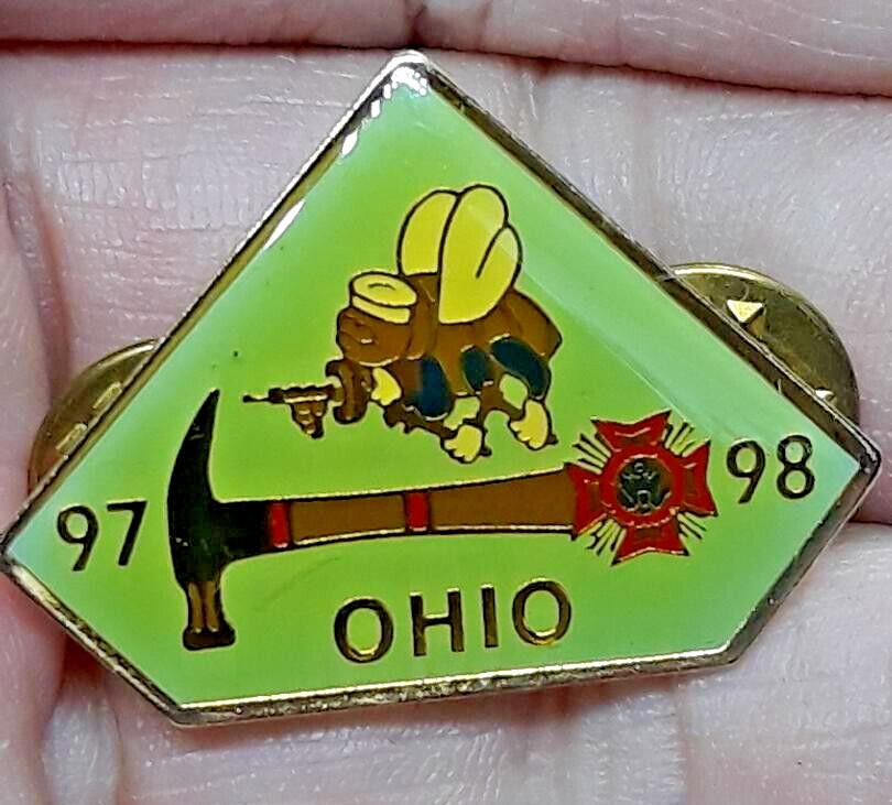 Vintage Ohio VFW Lapel Pin 1997 - 1998 Hammer Bee Design