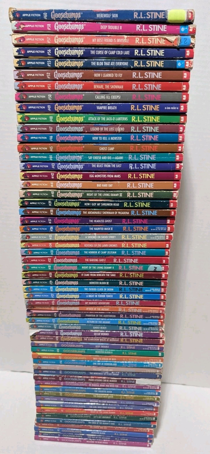 Near Complete Set First Print Goosebumps Vintage 90\'s 57 Out Of 62 Collection