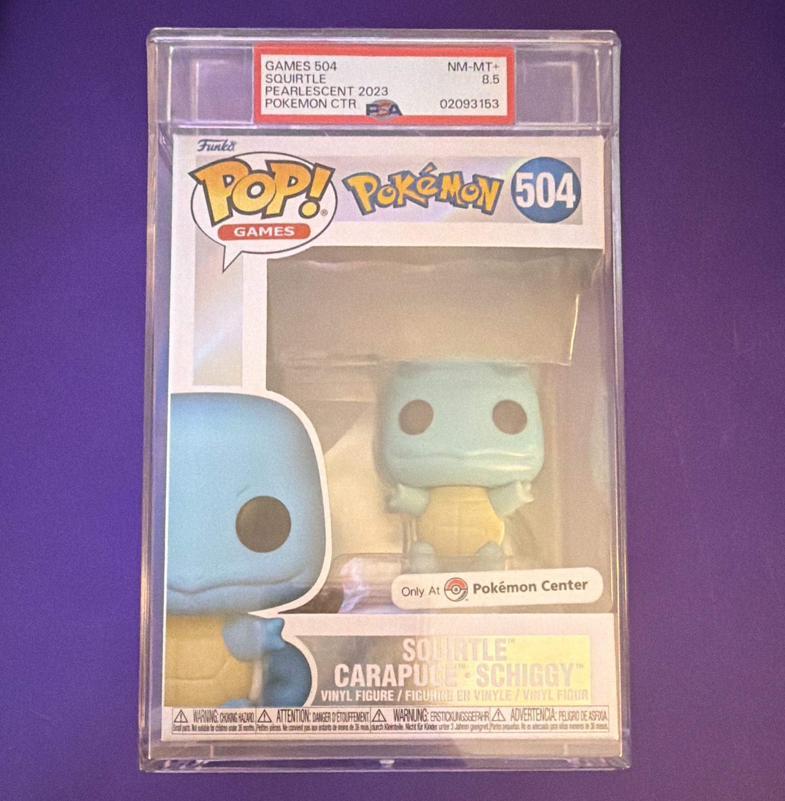 Funko Pop Games Pokémon Squirtle Pearlescent #504 PSA 8.5