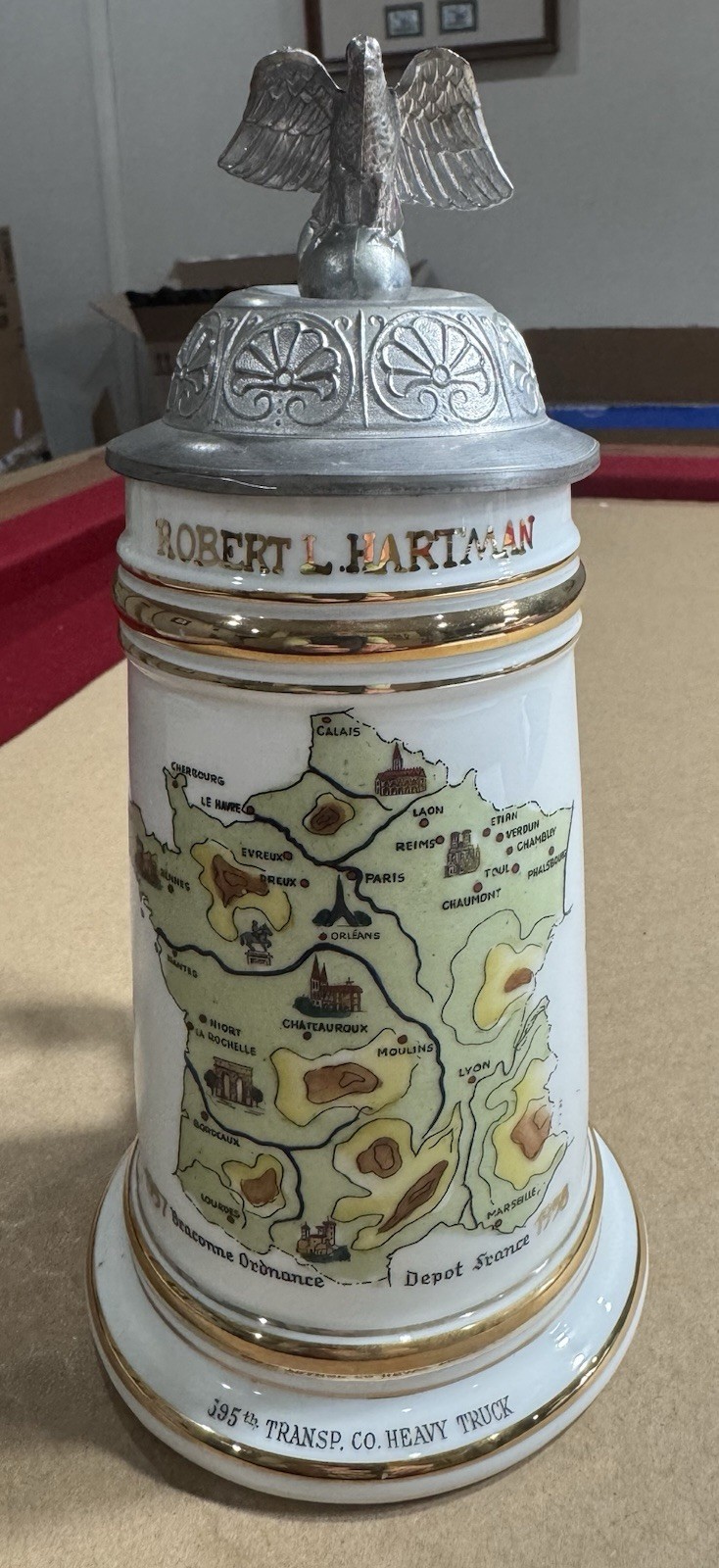 1958 Schmidt Koblenz Bogenstr 103 Beer Stein Germany France Willi Geck Vintage