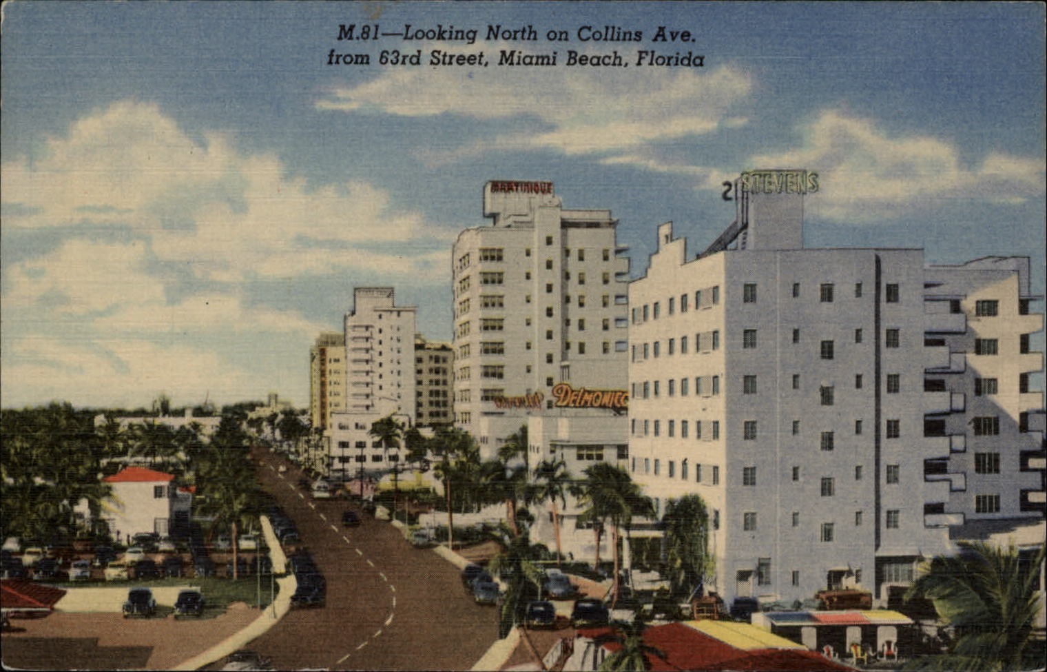 Florida Miami North on Collins Ave Delmonico Stevens Hotels ~ postcard sku015 Florida Miami North on Collins Ave Delmonico Stevens Hotels ~ postcard sku015