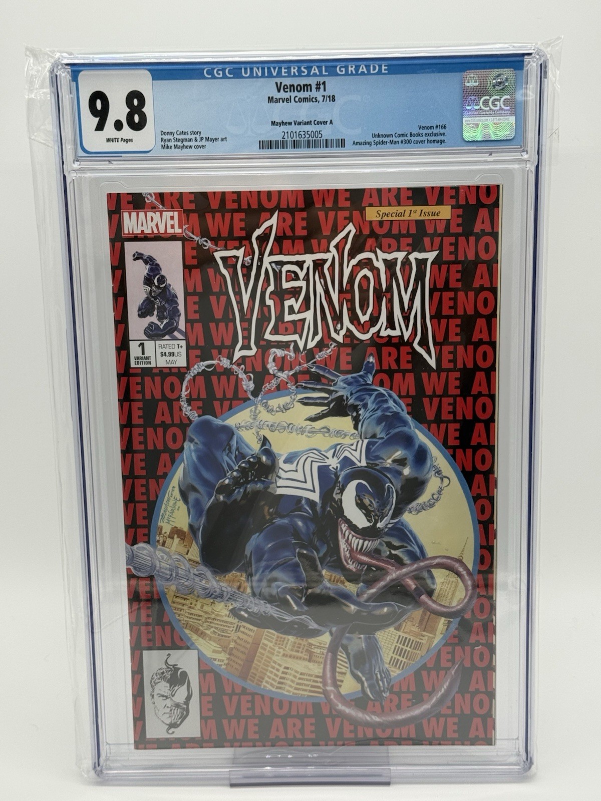 Venom #1 CGC 9.8 WP Mayhew ASM 300 Homage Cover LE 1000 (Marvel 2018) Venom #1 CGC 9.8 WP Mayhew ASM 300 Homage Cover LE 1000 (Marvel 2018)