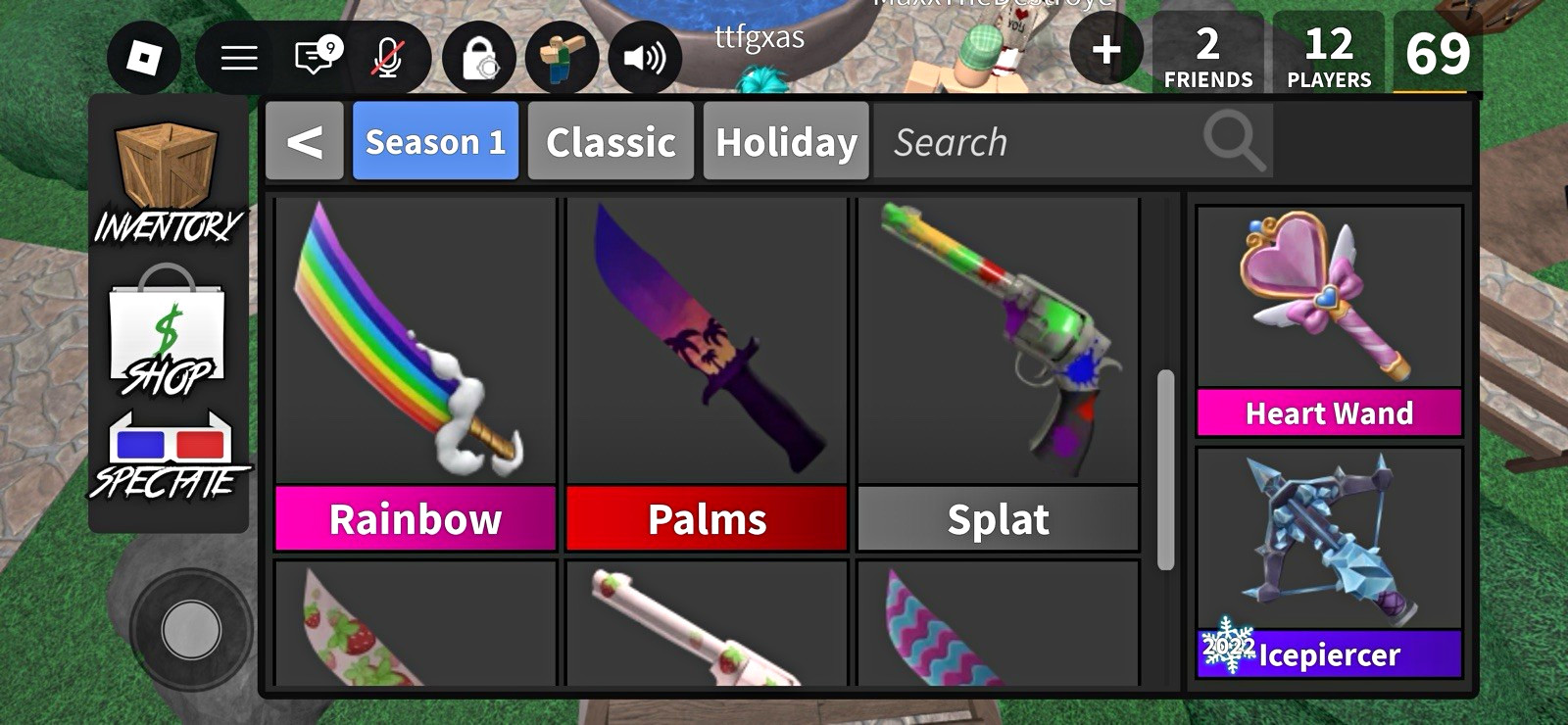 Roblox Season 1 Game Item/Asset Bundle: Heart Wand, Icepiercer, Eternal, Rainbow