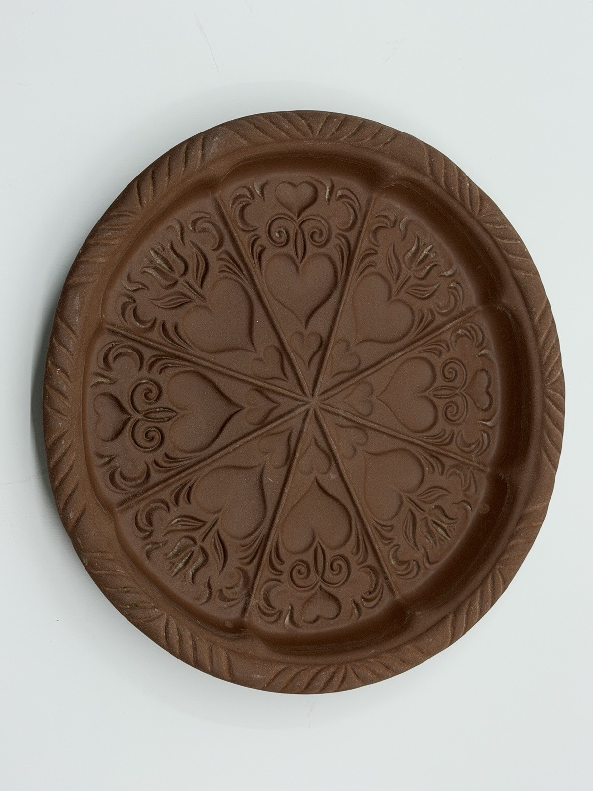 Vintage The Hartstone Shortbread Mold Hearts & Tulips Design 10 inch USA