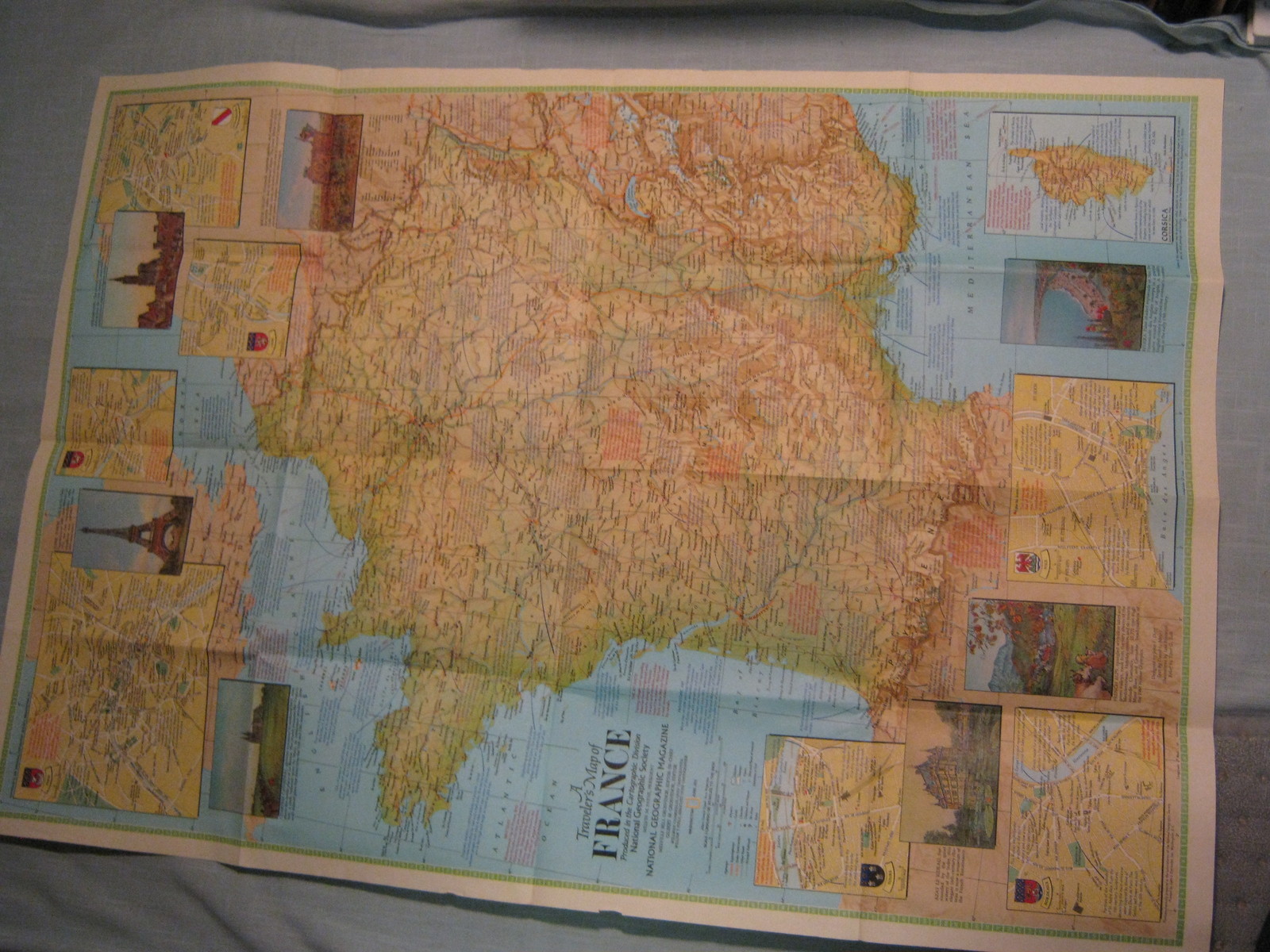 VINTAGE TRAVELER'S MAP OF FRANCE National Geographic June 1971