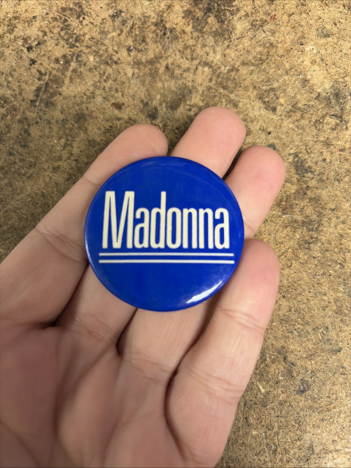 Vntg Madonna Button Pin Tour Blue HTF RARE Concert Sing Music For Vest Metal Fun