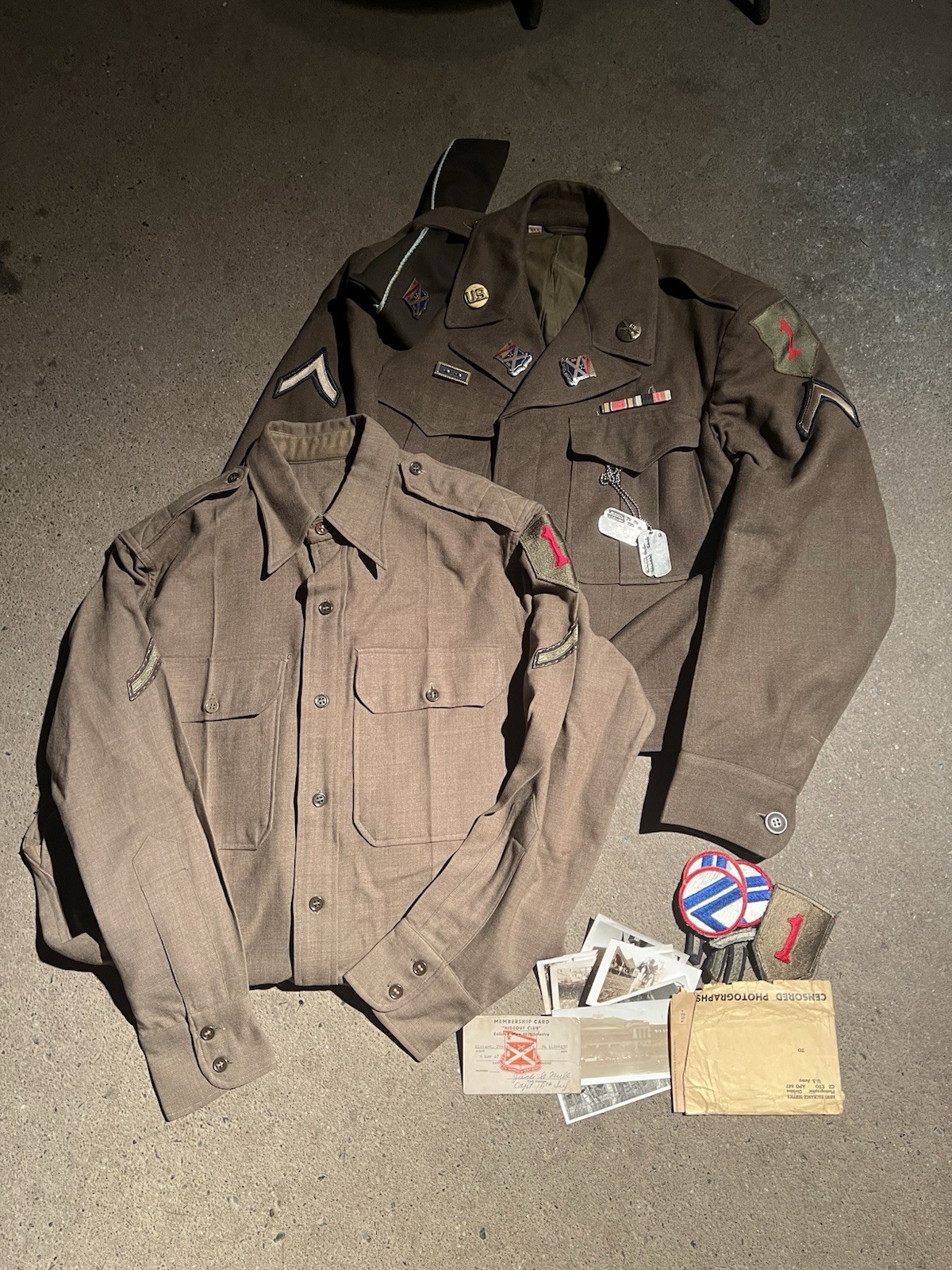 US Army 1st Infantry Division Uniform Grouping Named Post WW2 (JJ882