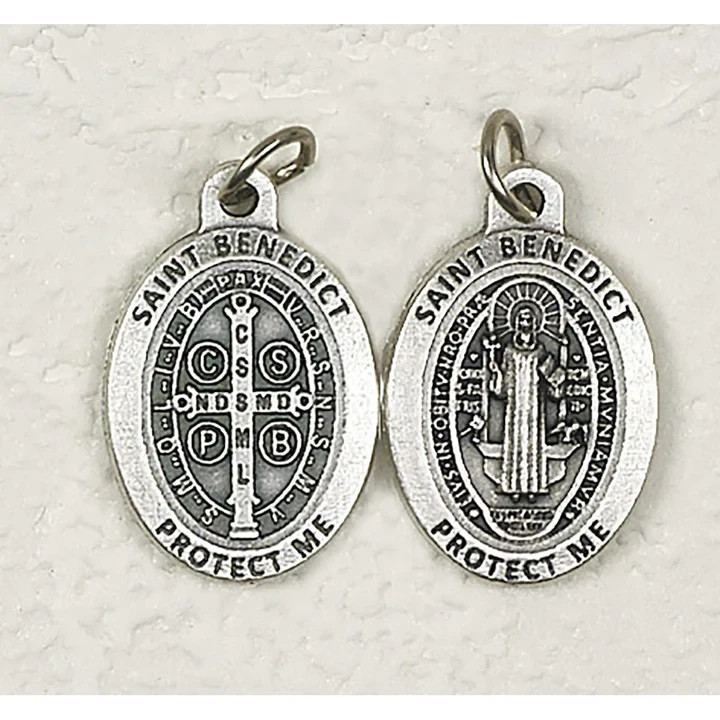 Medalla De San Benito - St Benedict - Premium Oval Silver tone OX 1 Medalla De San Benito - St Benedict - Premium Oval Silver tone OX 1