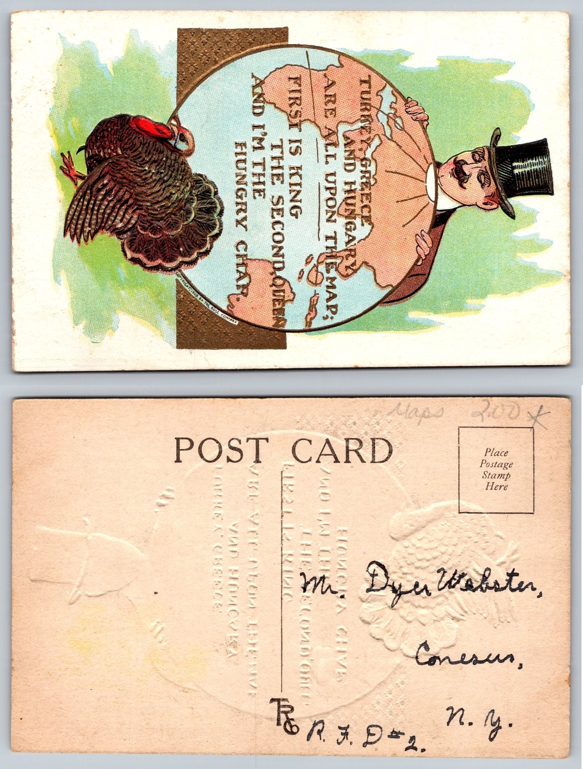 1909 Thanksgiving Political Turkey & Map Postcard - Kupf Co. 1909 Thanksgiving Political Turkey & Map Postcard - Kupf Co.