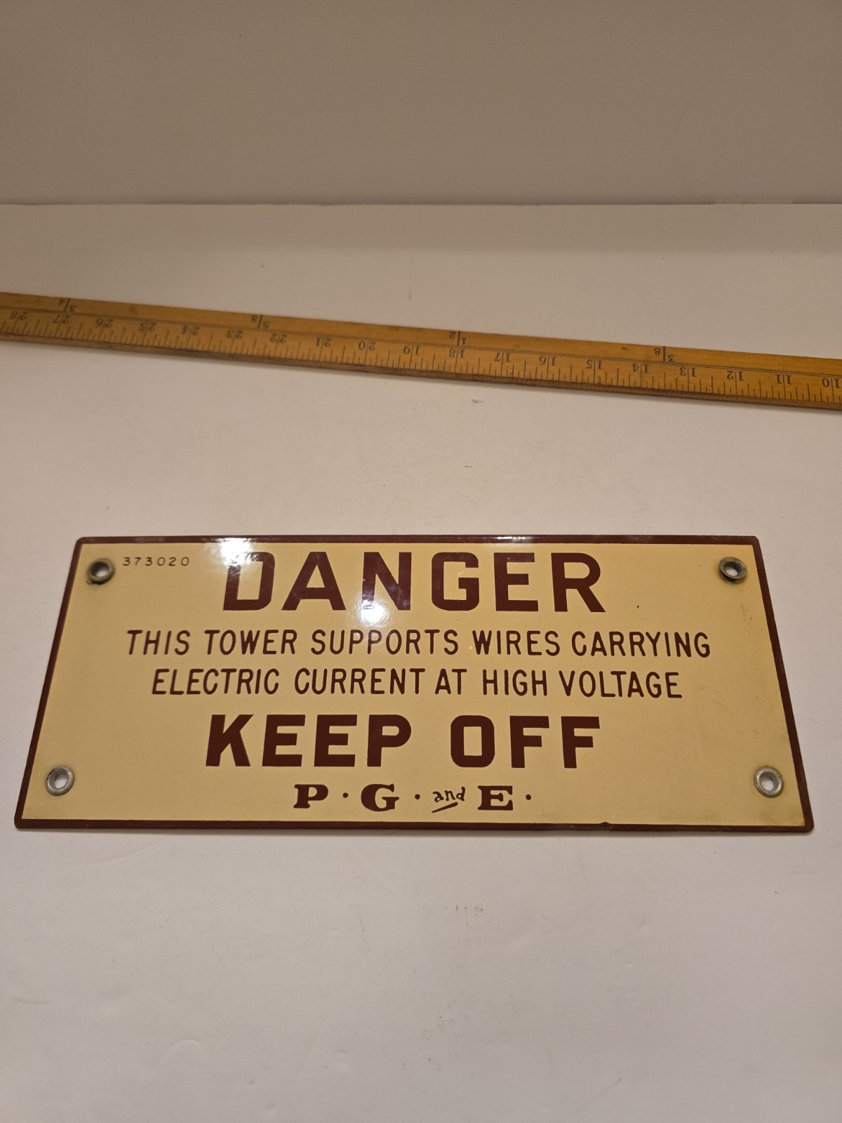 Vintage PG&E Porcelain Sign Danger Keep Off High Voltage Tower Electric Original