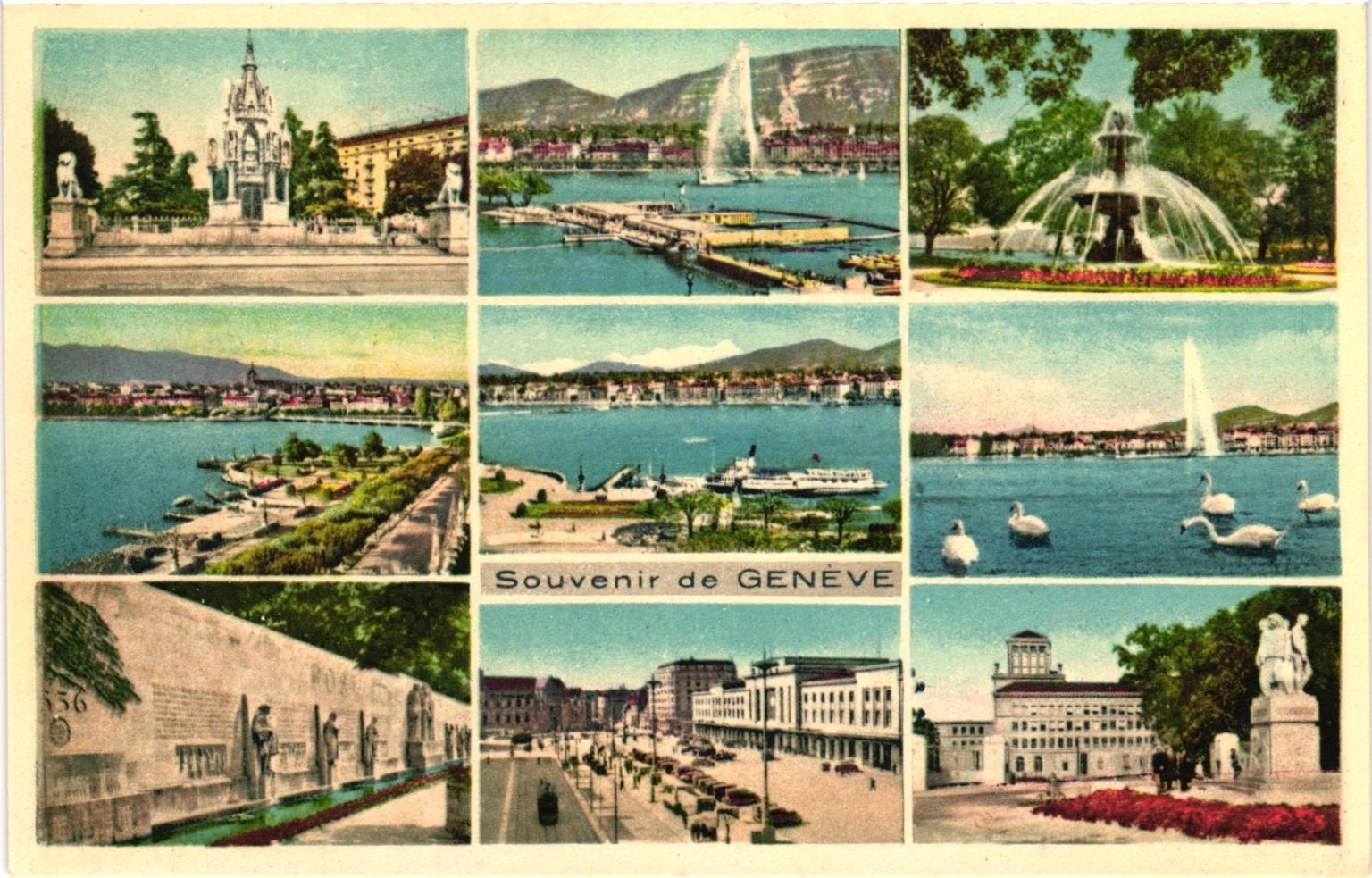 Vintage Multi-View Geneva Switzerland Postcard O. Sartori Lake Jet d'Eau Vintage Multi-View Geneva Switzerland Postcard O. Sartori Lake Jet d'Eau