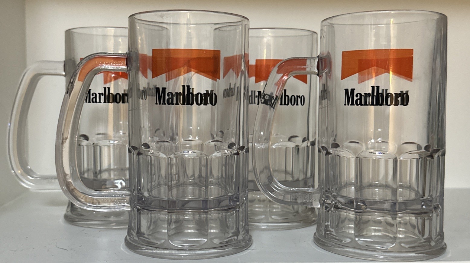 Vtg 90s Marlboro Country Store Plastic Beer Mugs Mugs Lot 4 Cigarette Promo Gear