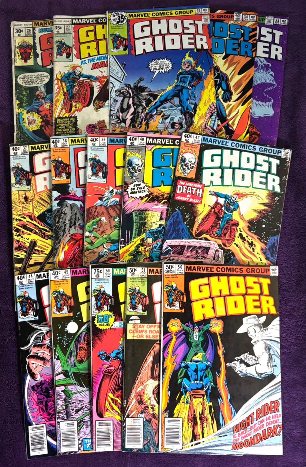 Ghost Rider # 26 26 32 34 35 37 38 39 40 42 44 45 50 51 53 1977 Lot of 15 Fine+