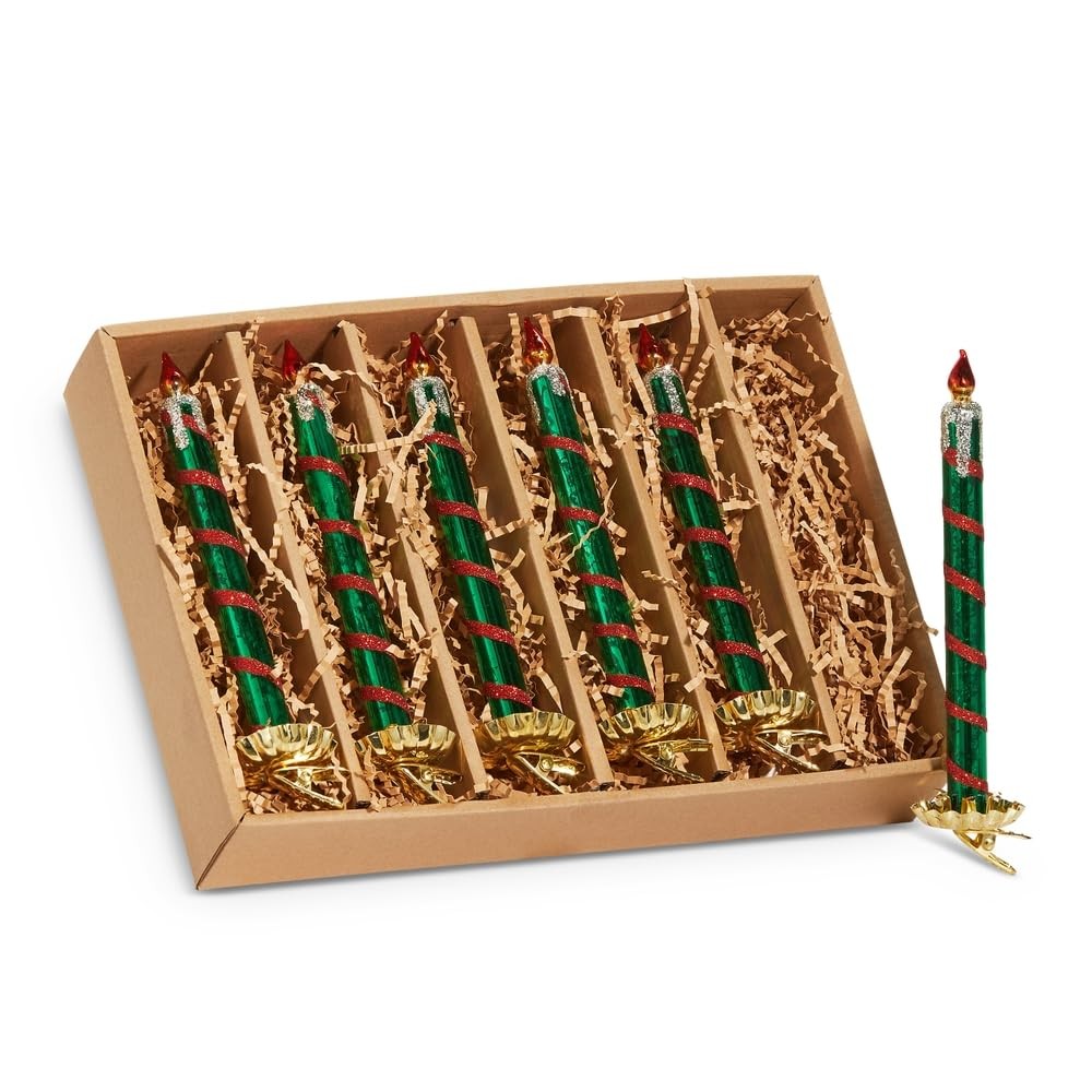 RAZ Imports Red Green Clip-on Candles Ornament, 7.5-Inch, Set of 6 RAZ Imports Red Green Clip-on Candles Ornament, 7.5-Inch, Set of 6