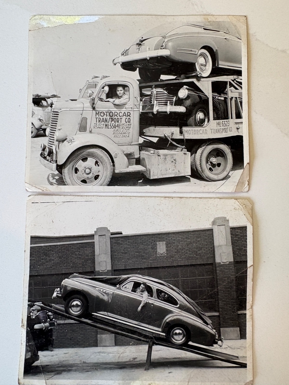 1940s car carrier photos delivering 1941 Buick Special Sedanet  Chicago Rare