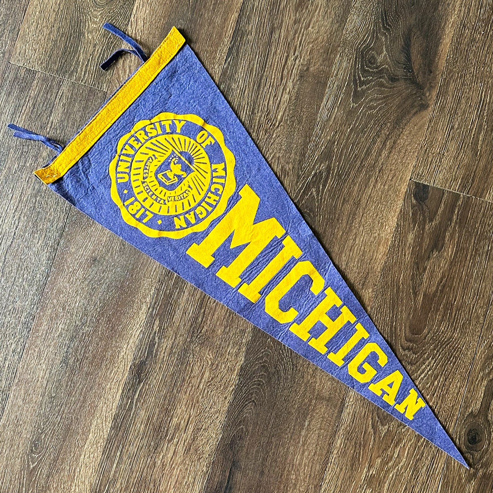 Vintage 1950/60s University of Michigan Felt Pennant Flag 1817 Wolverines 28\