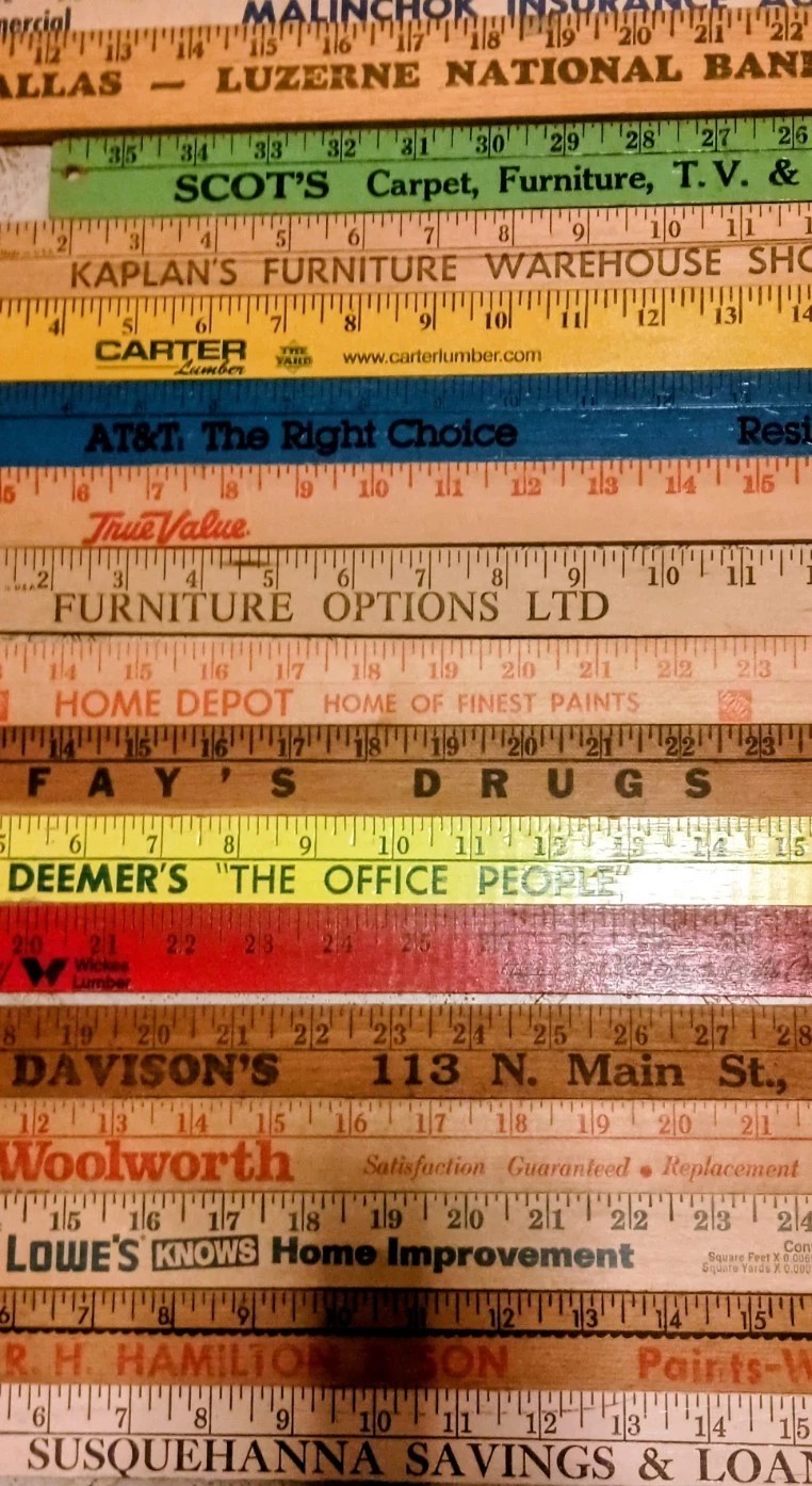  25  Vintage Advertising Wood Yardstick  Lot  Each Different 