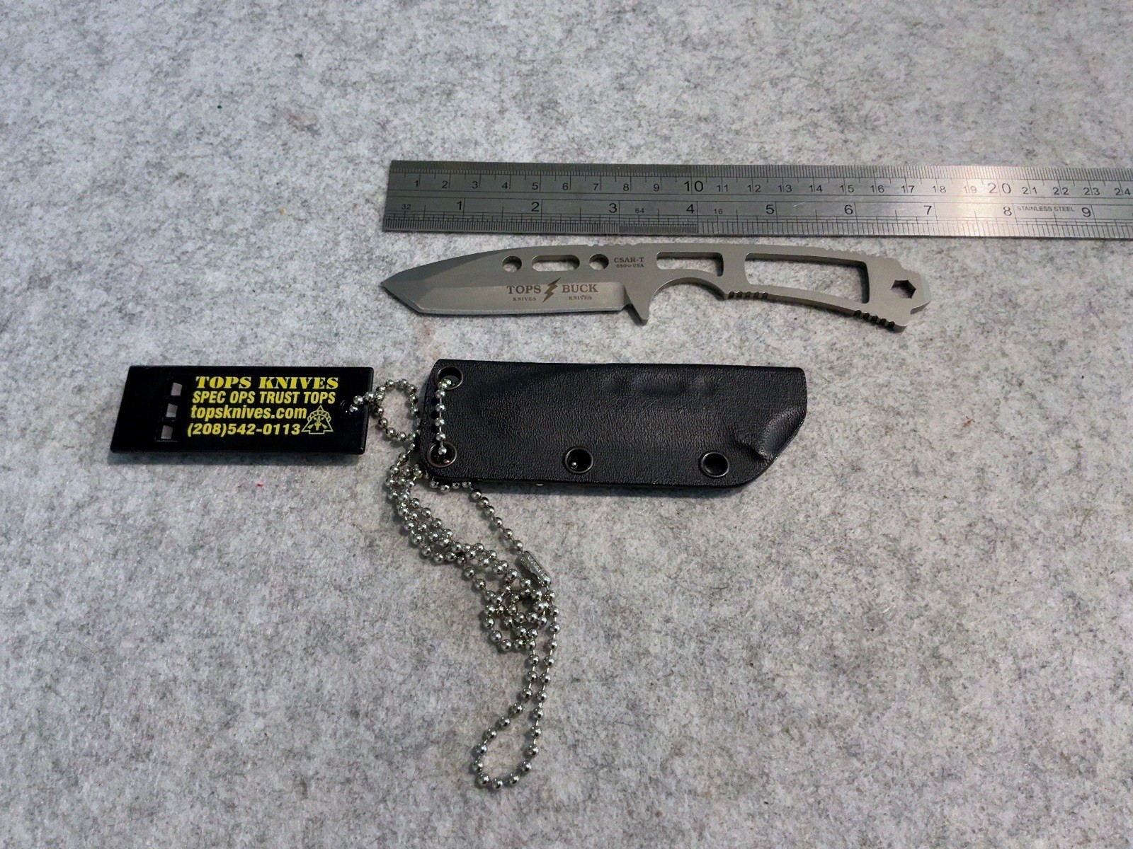 2014 Buck Tops USA Knives 680 Csar-T Fixed Blade Knife W/ Sheath Mint