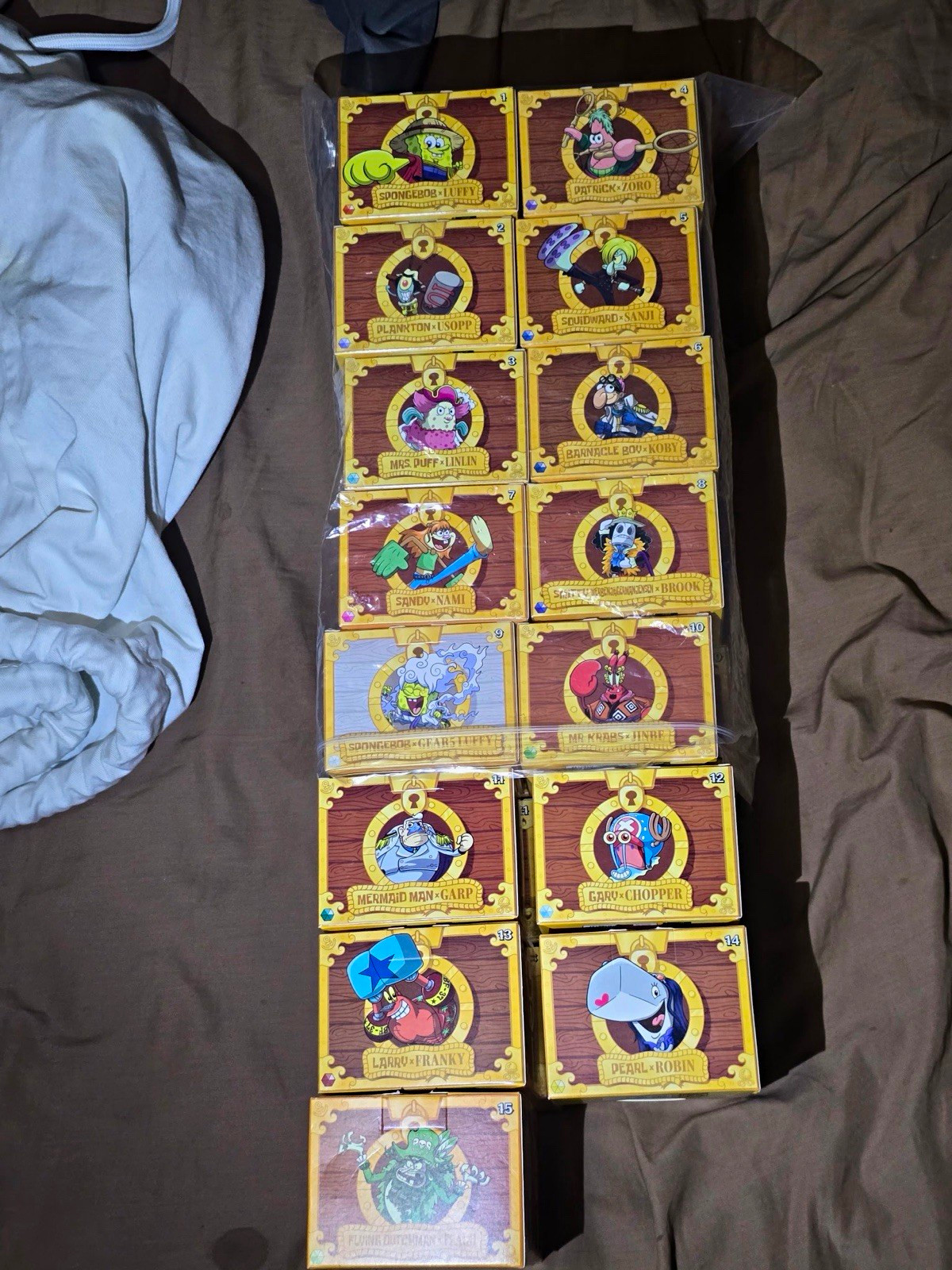 SpongeBob SquarePants x One Piece Collaboration Figure Set, 15 Pack.