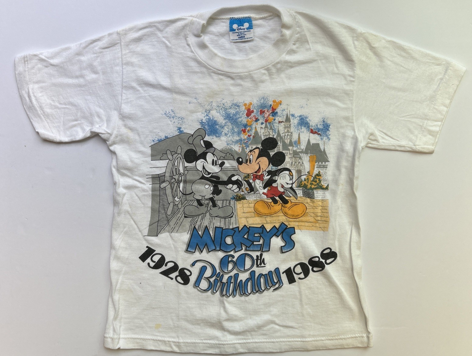 Vintage Mickey Mouse Disney Child\'s Large 1988 T-shirt 60th Anniversary Vintage Mickey Mouse Disney Child\'s Large 1988 T-shirt 60th Anniversary