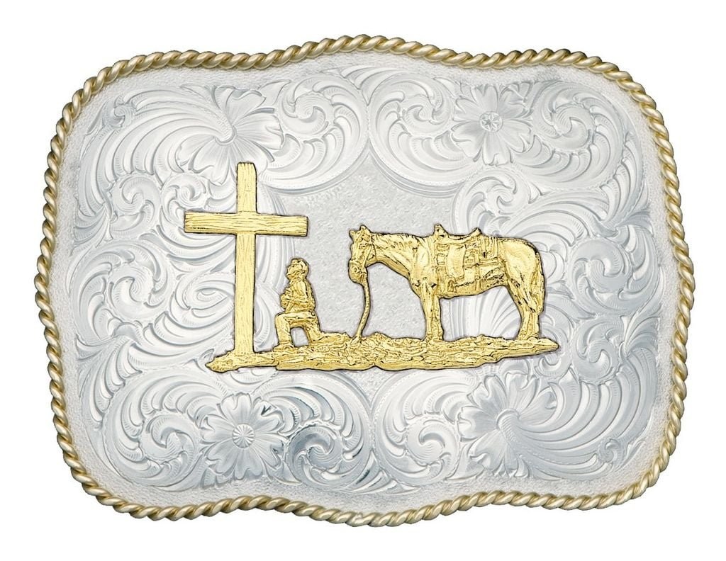 Montana Silversmiths Belt Buckle Christian Faith Praying Cowboy Relaxed Fit Montana Silversmiths Belt Buckle Christian Faith Praying Cowboy Relaxed Fit