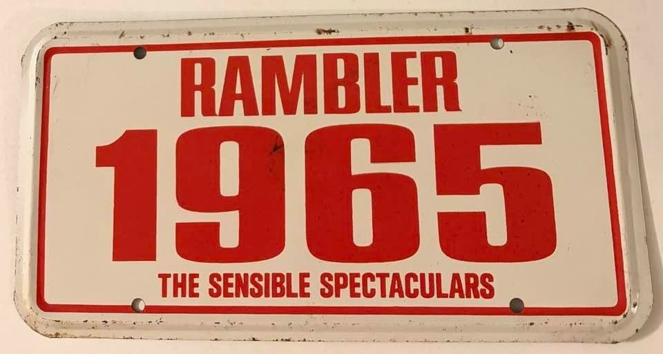 Vintage 1965 Rambler Booster License Plate AMC Dealer Promtion Classic STEEL