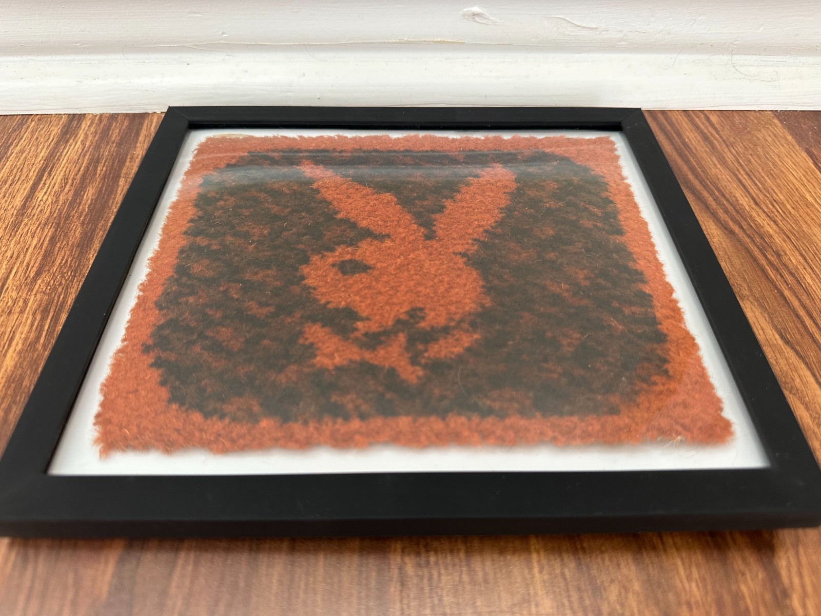 RARE VINTAGE PIECE OF CARPET FROM THE CHICAGO PLAYBOY CLUB 1960'S IN A FRAME