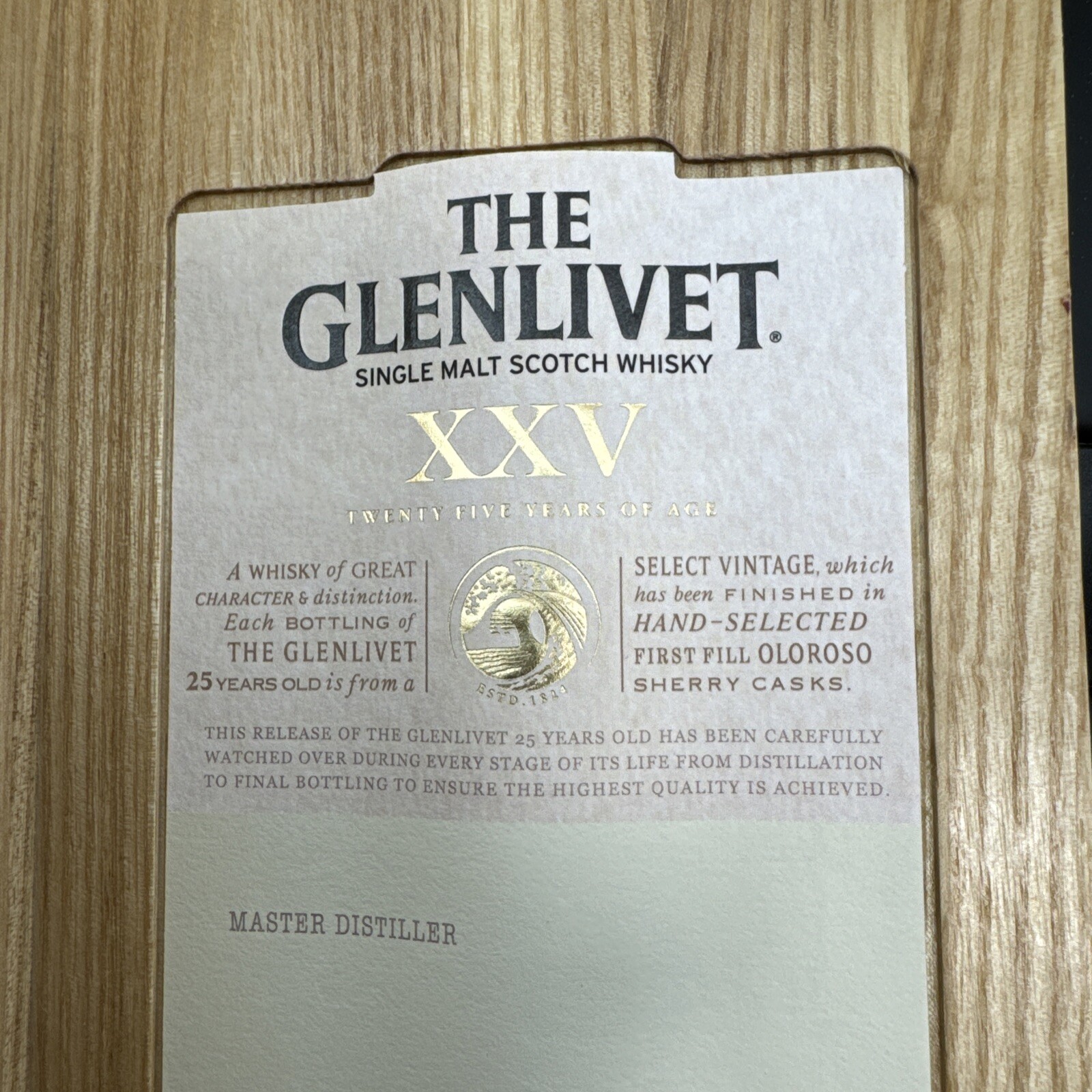The Glenlivet XXV 25 Years Book & Serial Number The Glenlivet XXV 25 Years Book & Serial Number