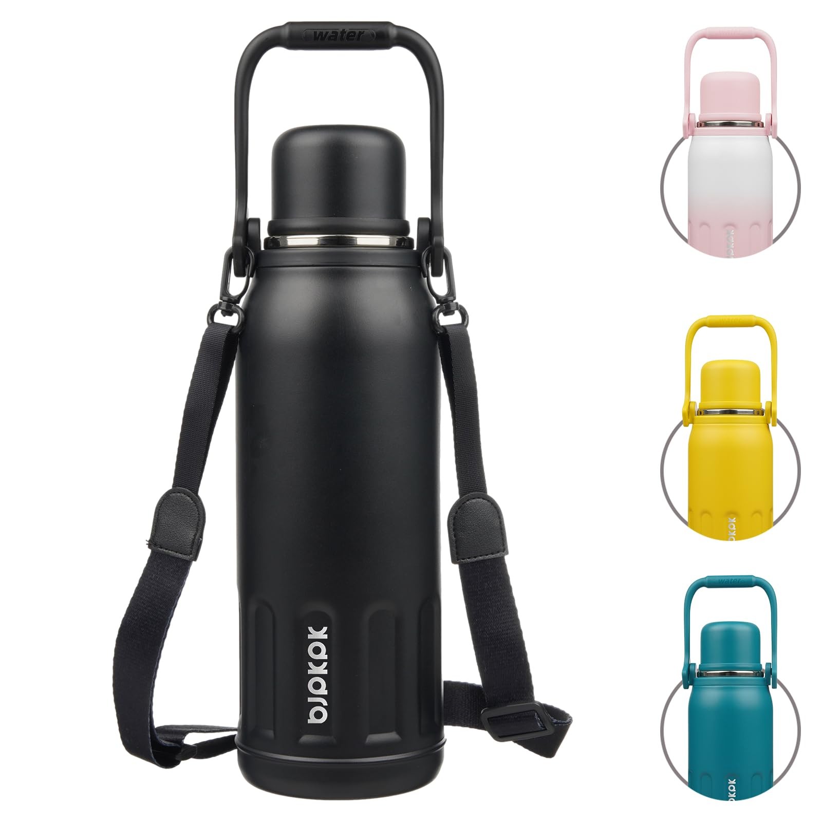 BJPKPK Insulated Water Bottle 50oz Vacuum 50 Ounces, Black