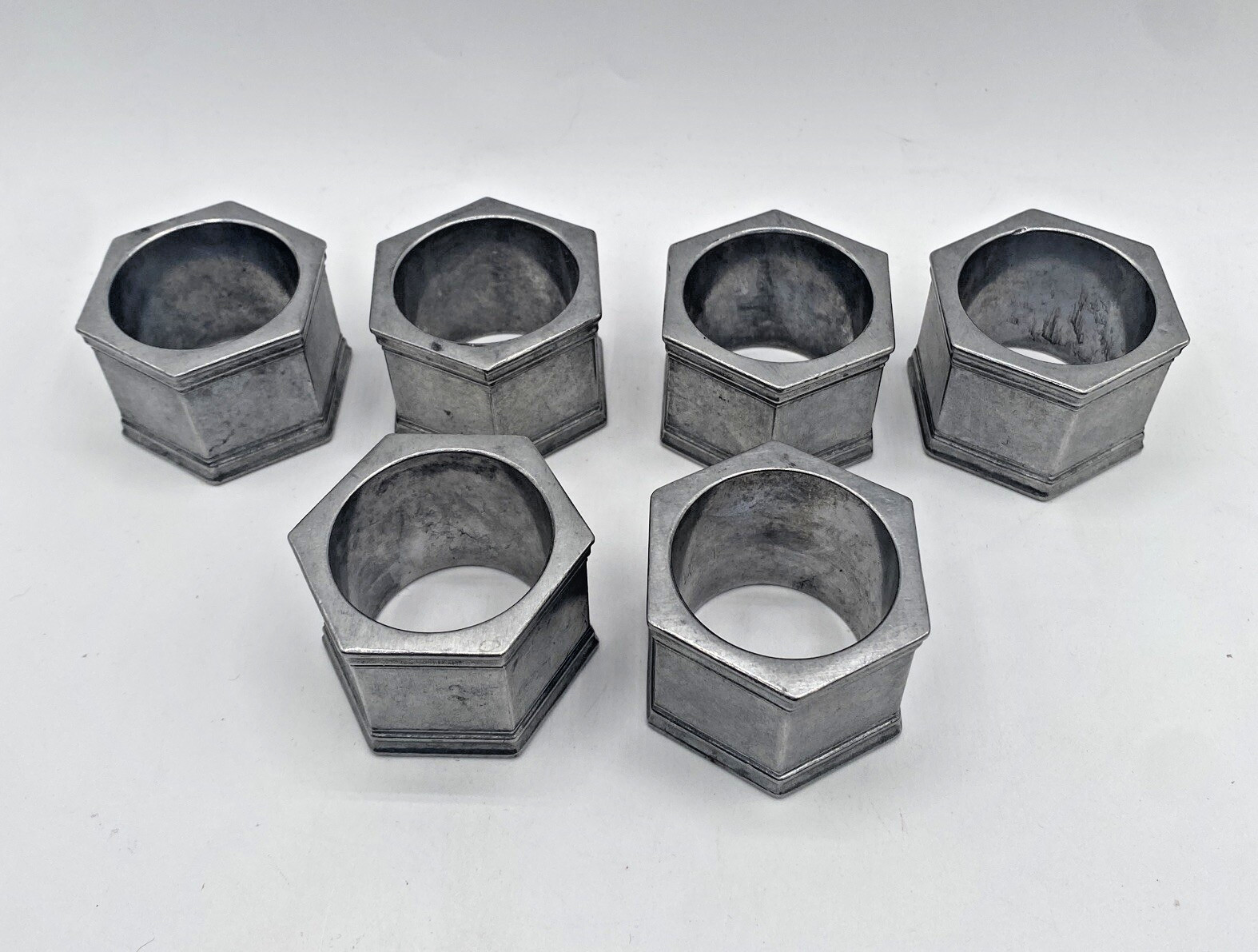 DURATALE by Leonard Napkin Rings SET 6 Pewter Made in Italy Vintage